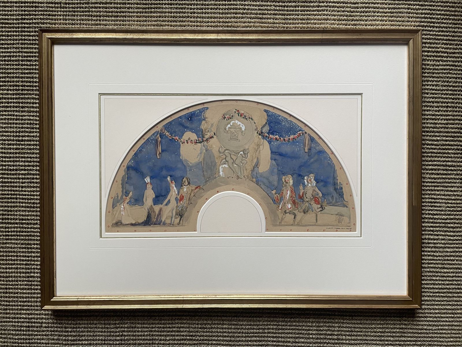 Claud Lovat Fraser   Fete Galante   1918 British Watercolour Design For A Fan photo Art