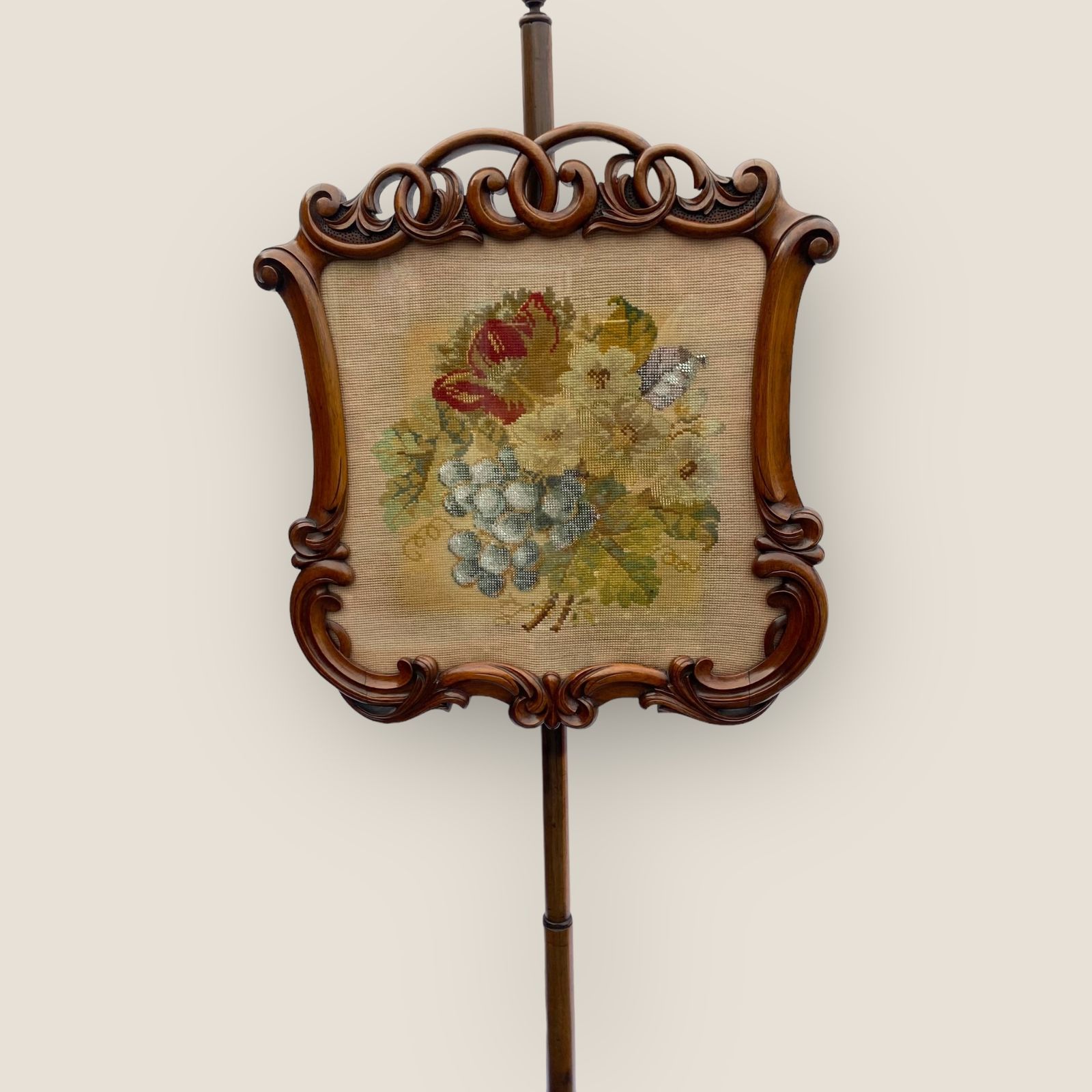 Early Victorian Rosewood Pole Tapestry Fire Screen photo furniture