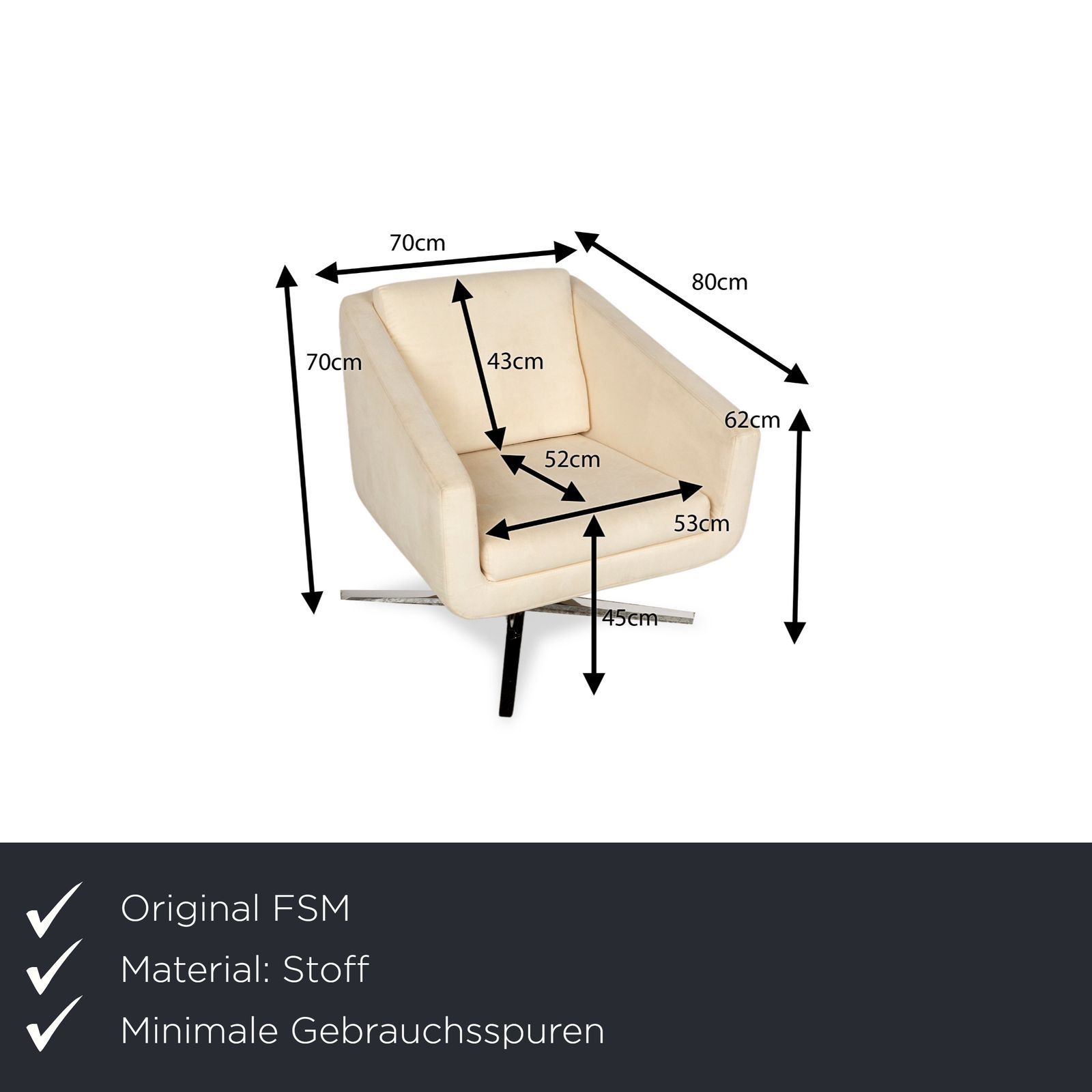 Fauteuil Fsm Pavlo en tissu, crème photo furniture