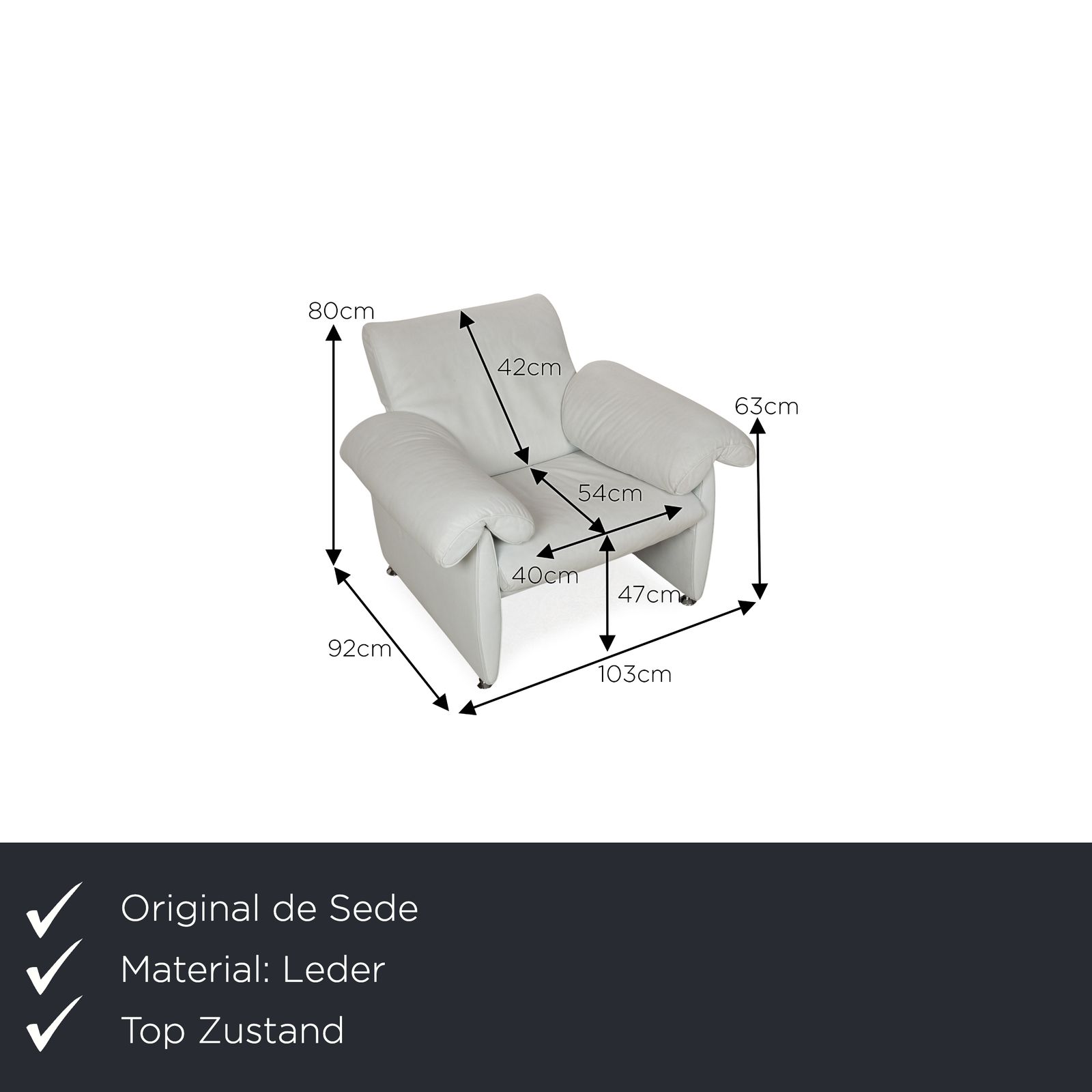 Fauteuil De Sede DS 10 en cuir blanc photo furniture