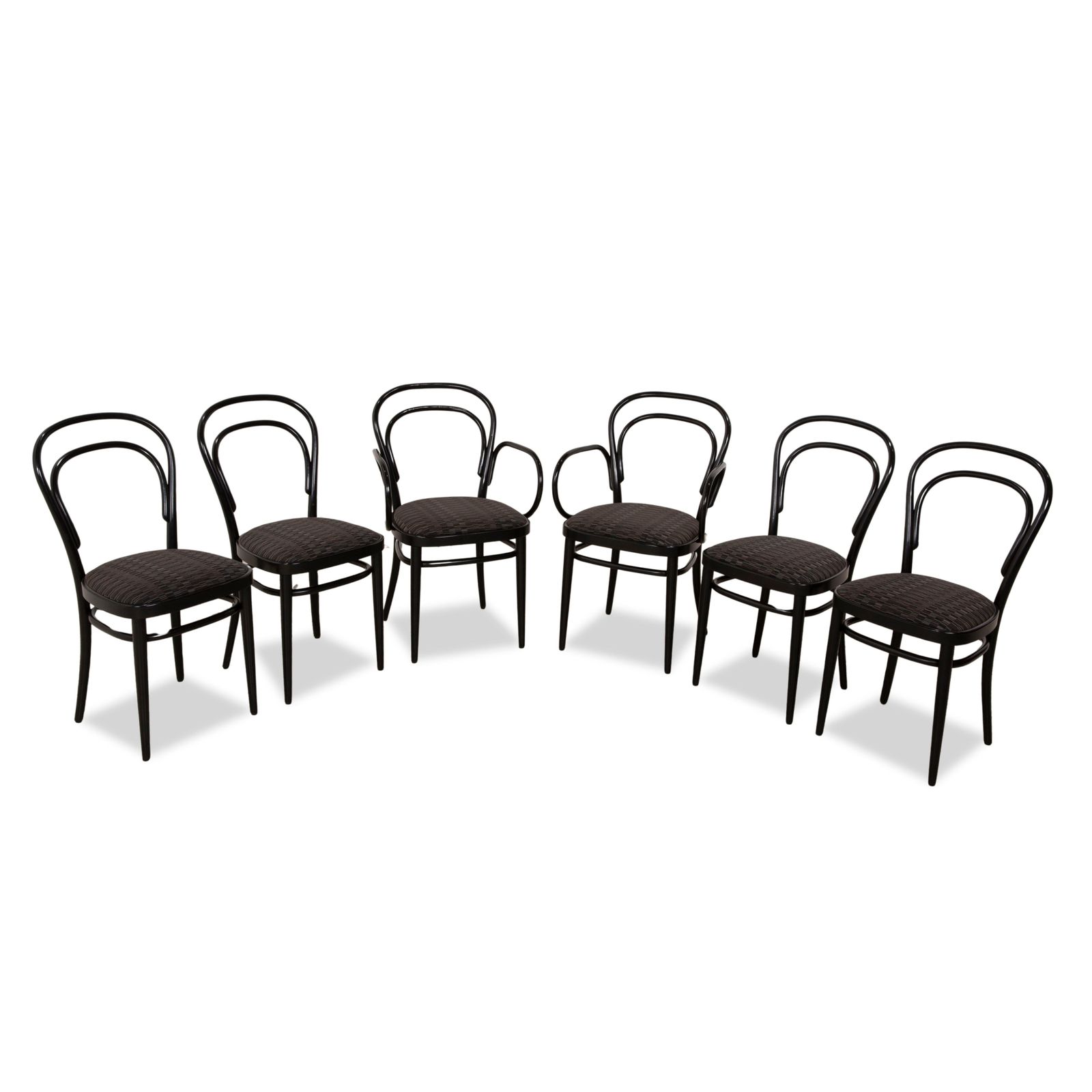 Set Of 6 Thonet 214 Wooden Chairs Black Dining Room Vintage photo vintage