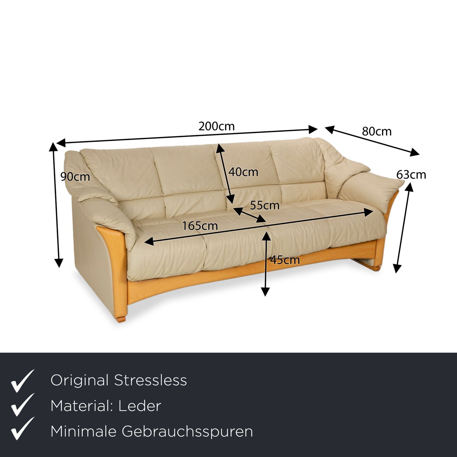 Canapé Stressless Oslo en cuir beige 3 places photo furniture