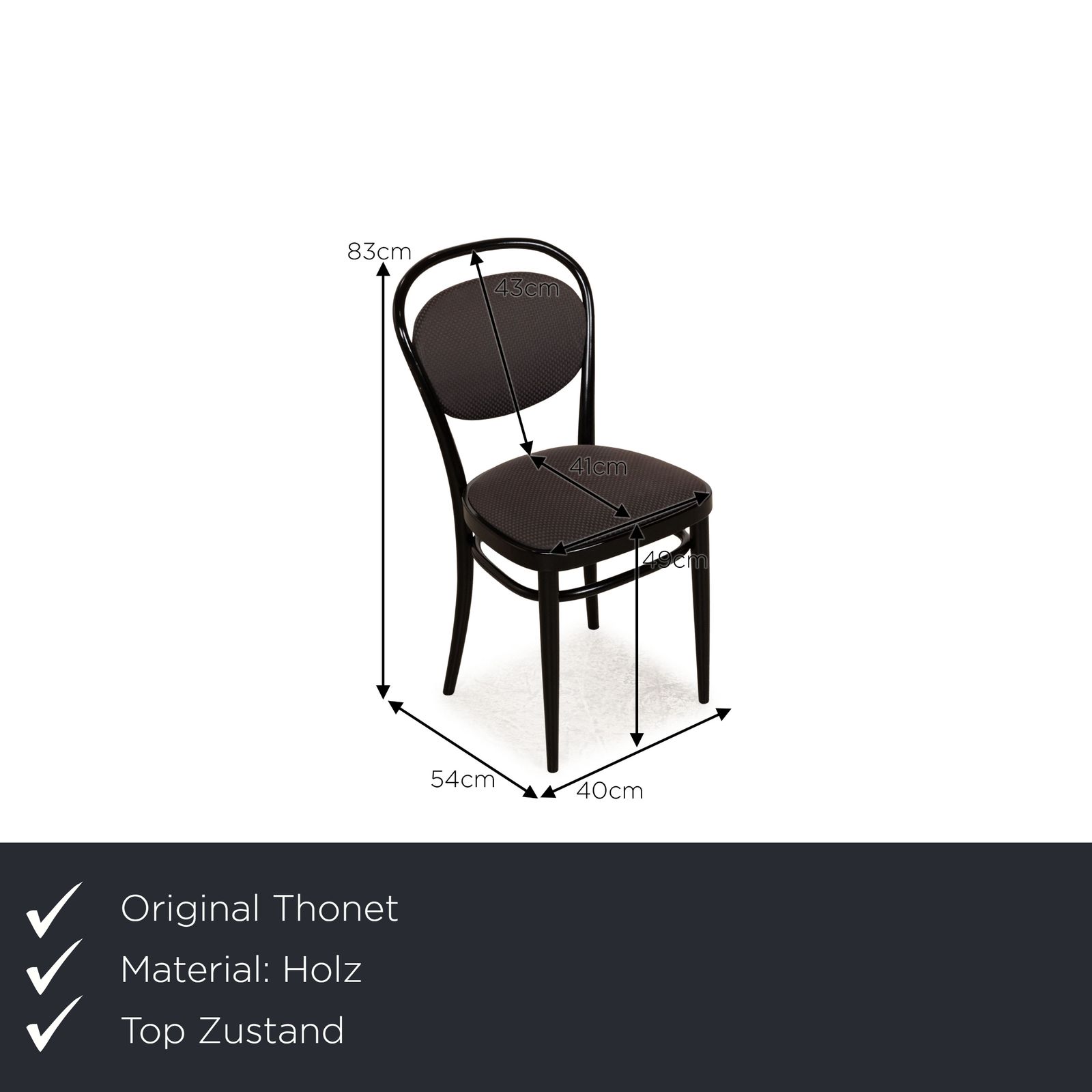 Set Of 4 Thonet 214 Wooden Chairs Black photo furniture