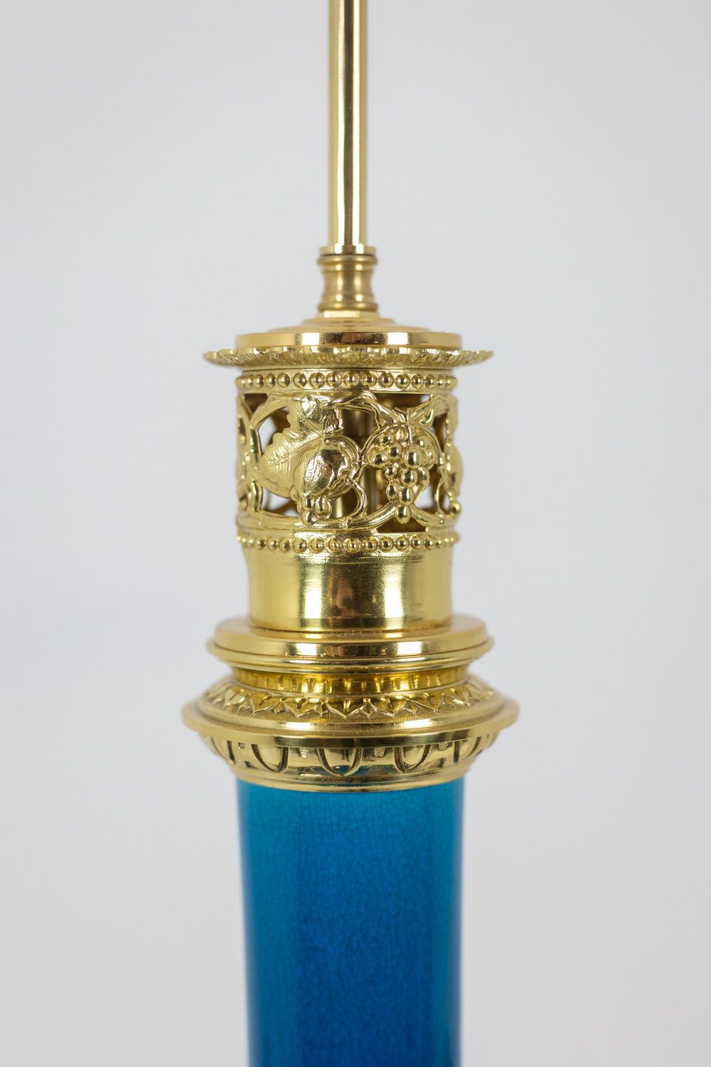Lamp With Blue Porcelain And Gilded Bronze Handles. Circa 1880. photo Lighting