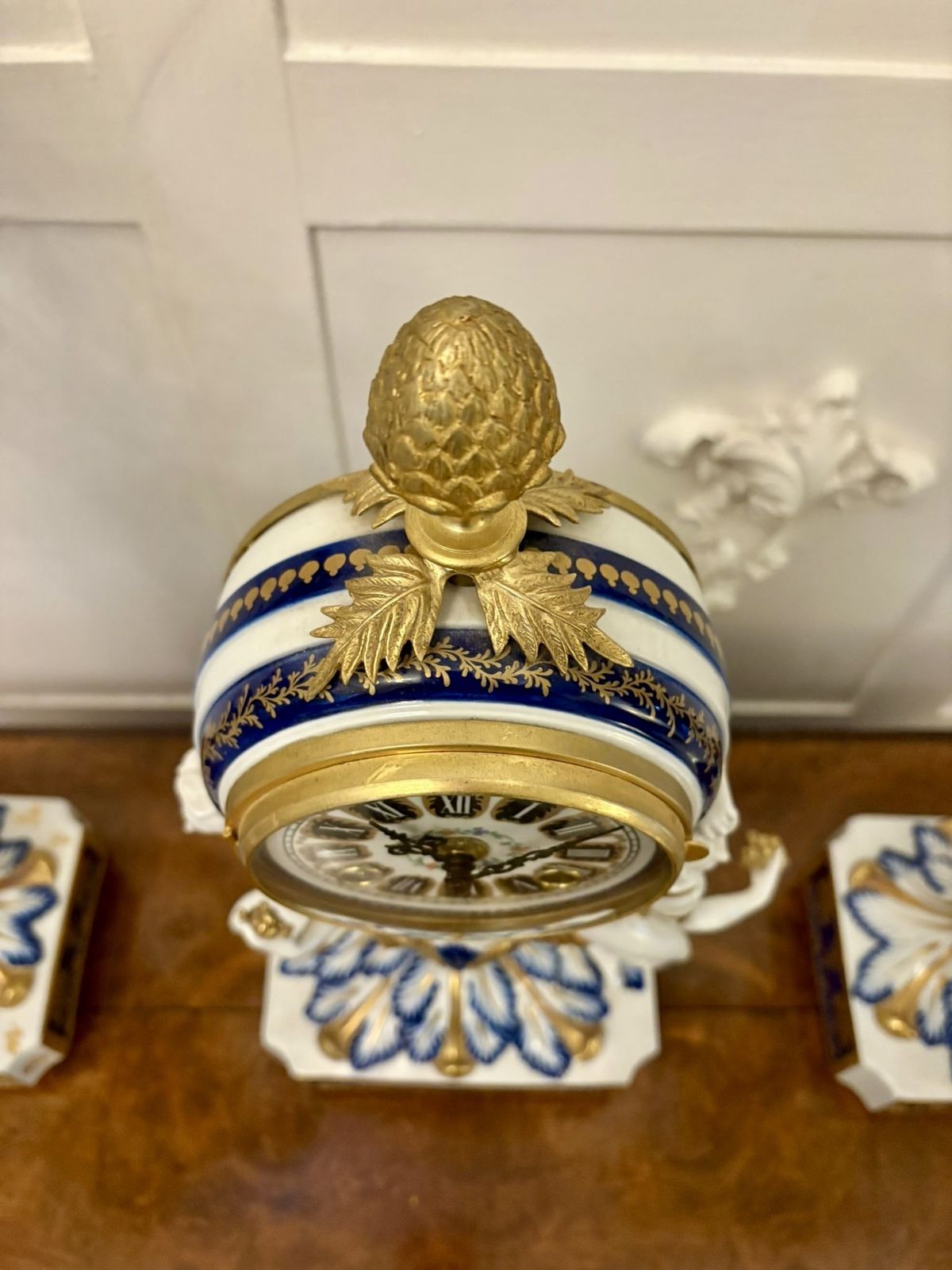 photo furniture Outstanding Quality Large Antique 19th Century French Porcelain And Gilded Metal Clock Set