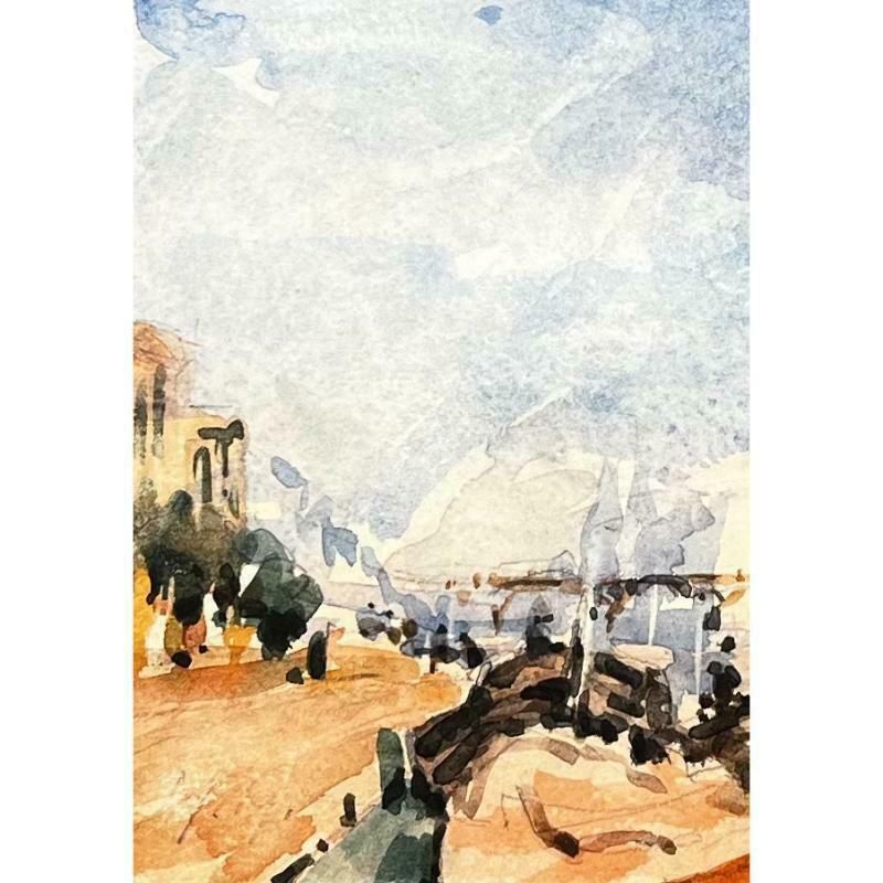 Unknownfrench Impressionist Watercolor Landscape River Seine Bridge Landscape20th Century photo 255.0