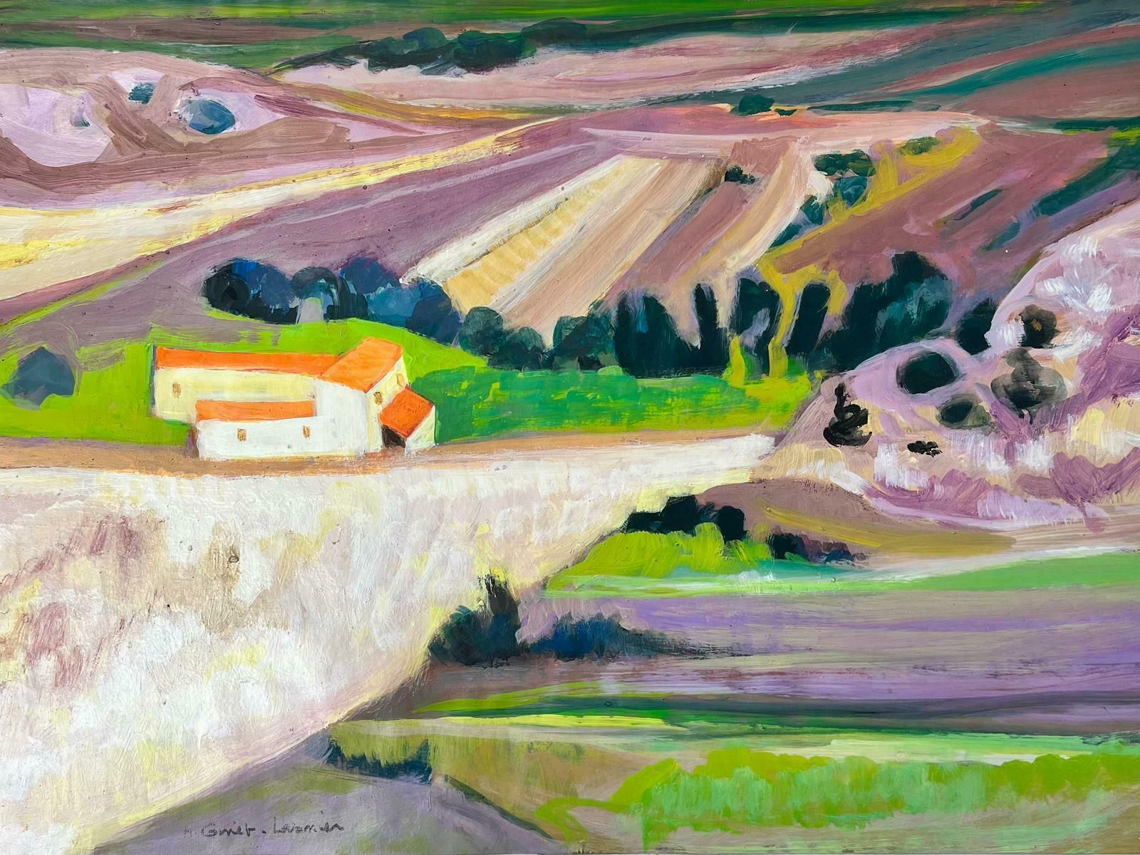 Huguette Ginet Lasnier Lavender Fields Provence Original French Modernist Contemporary Paintingc. 2000's