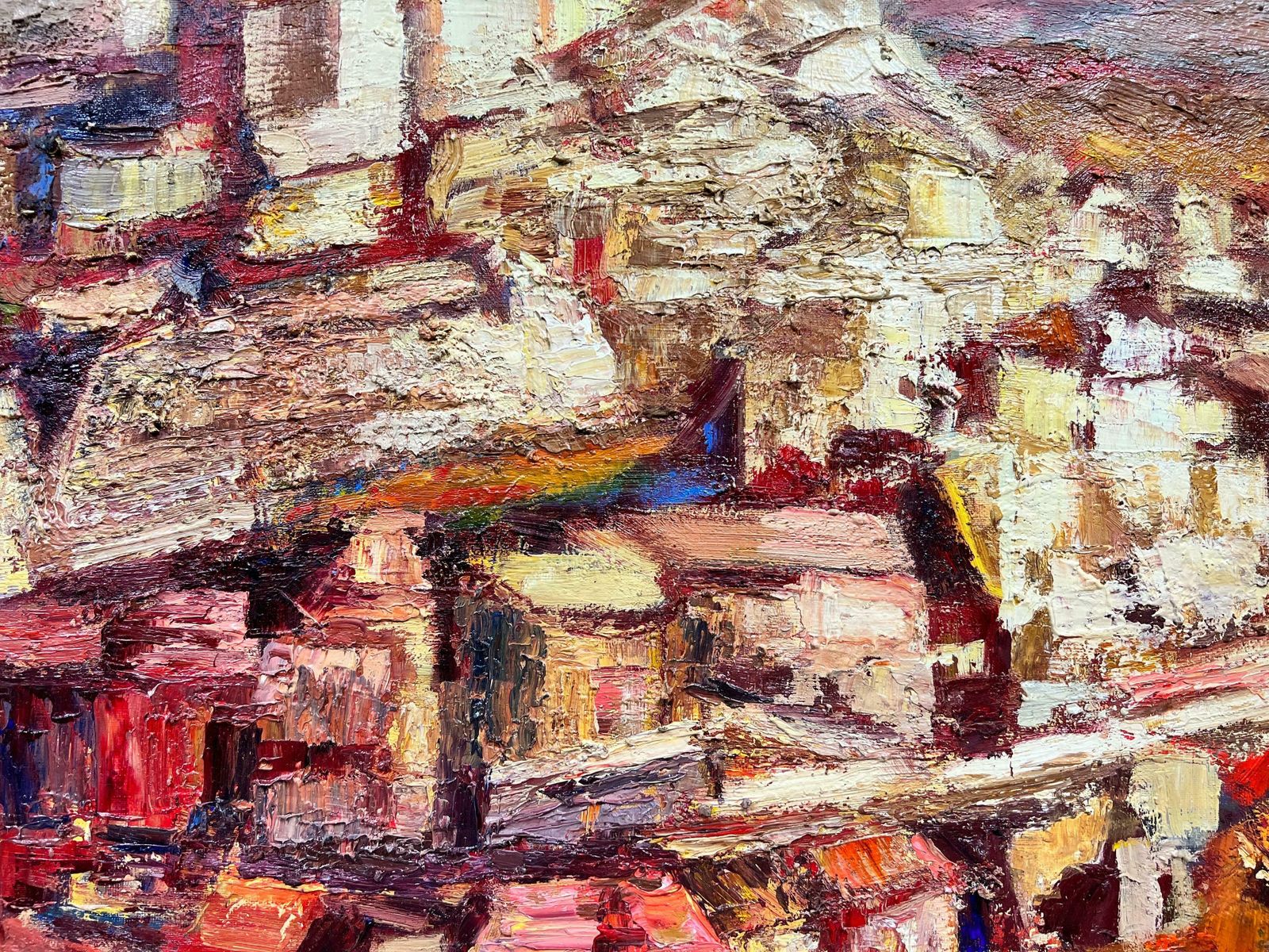 Josine Vignonhuge French Post Impressionist 1950's Oil Horse Riders Hill Top Spanish Village1950's photo 1887.0