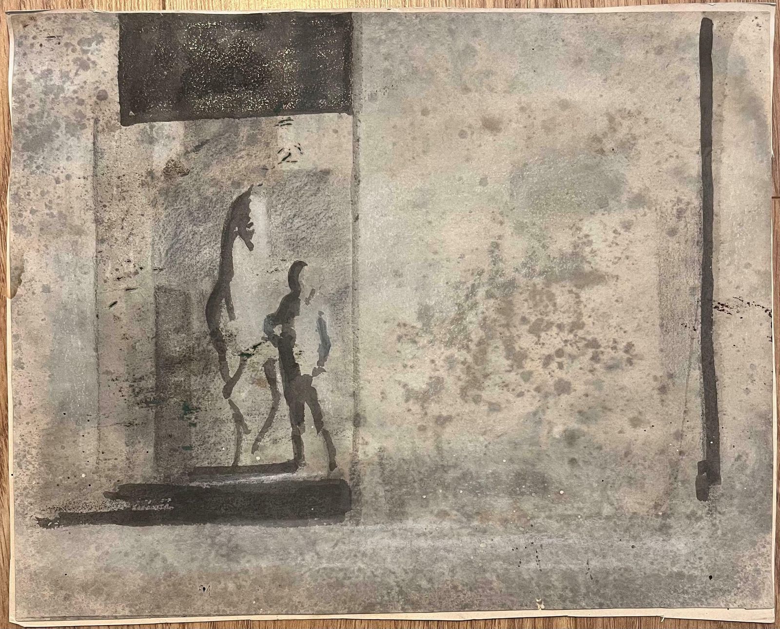 Robert Ladouoriginal French Abstract Study Of A Horse And Figure In A Stable20th Century photo furniture