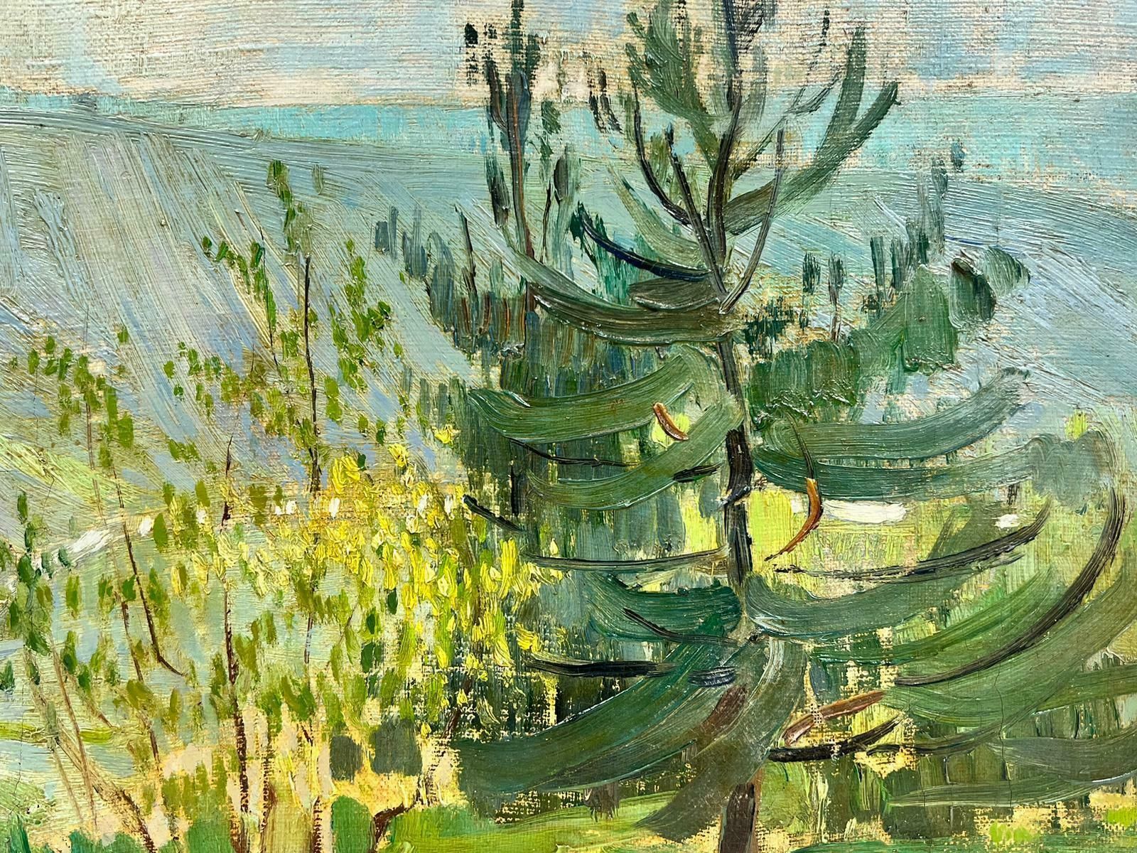 Luc Lapnet1920’s Belgian Impressionist Oil Deep Green Trees In Golden Landscape 1920’s photo furniture