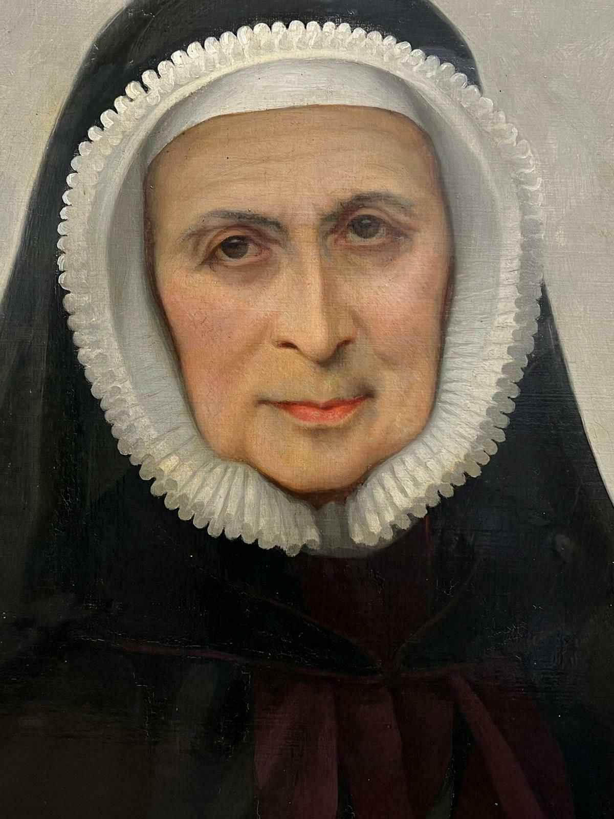 Joseph Aubert19th Century French Portrait Of A Nun Large Oil Painting 18981898 photo for sale
