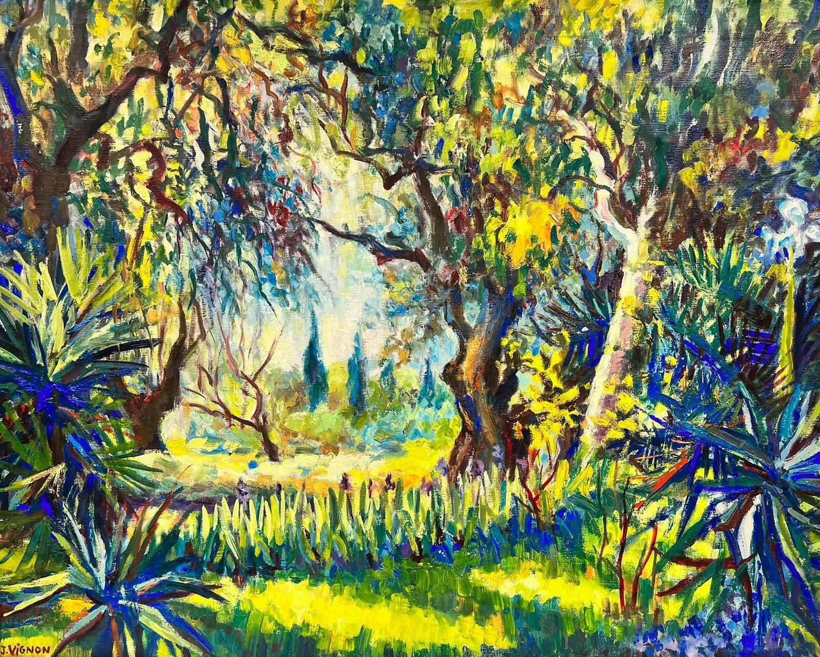 Josine Vignoncypress Trees In Provence Woodland Summer Landscape 1960's Golden French Oil1960's photo Art