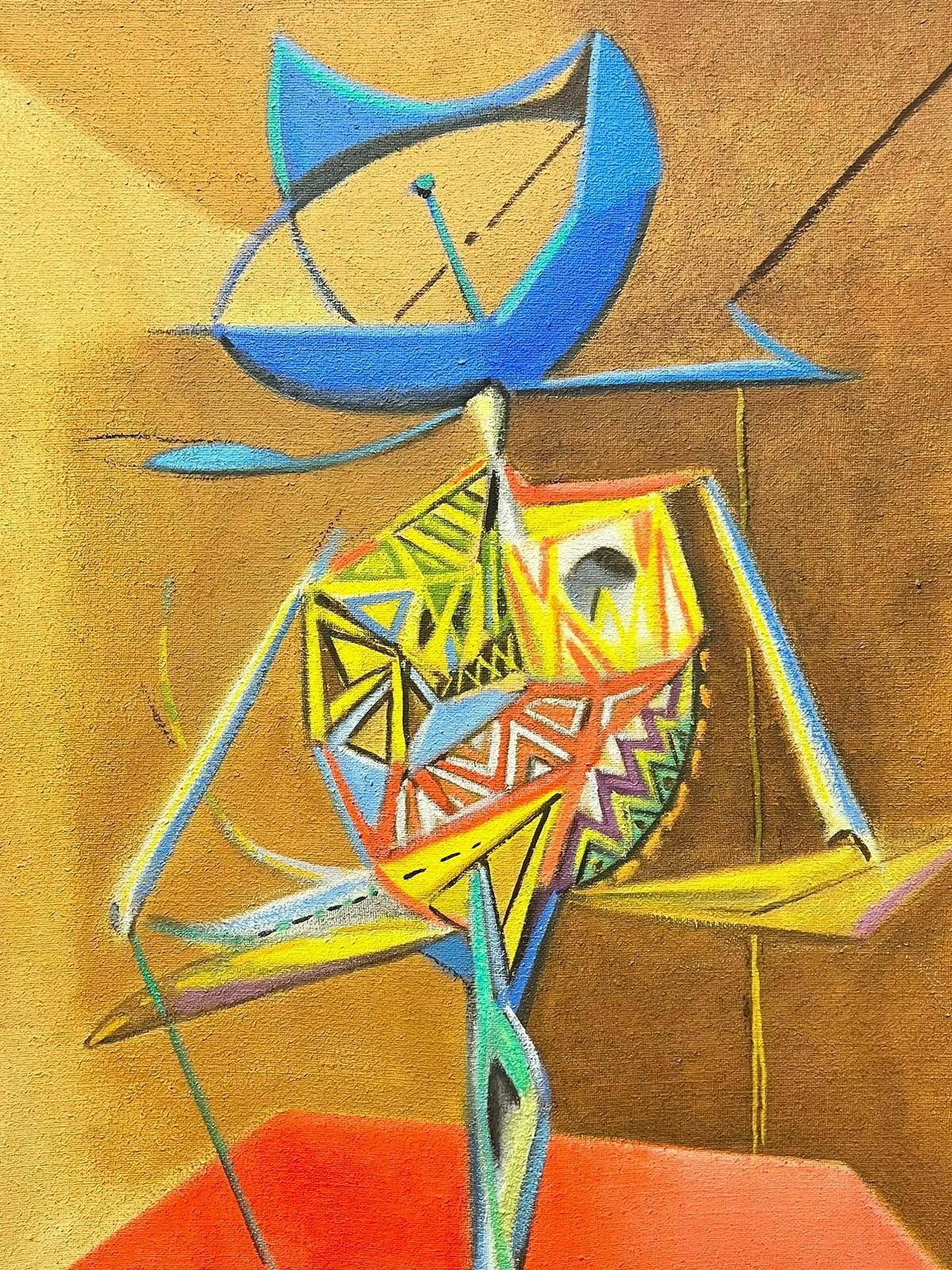 T. Fabris1980’s French Surrealist Oil Painting Abstract Figurative Composition 1989 photo 1428.0
