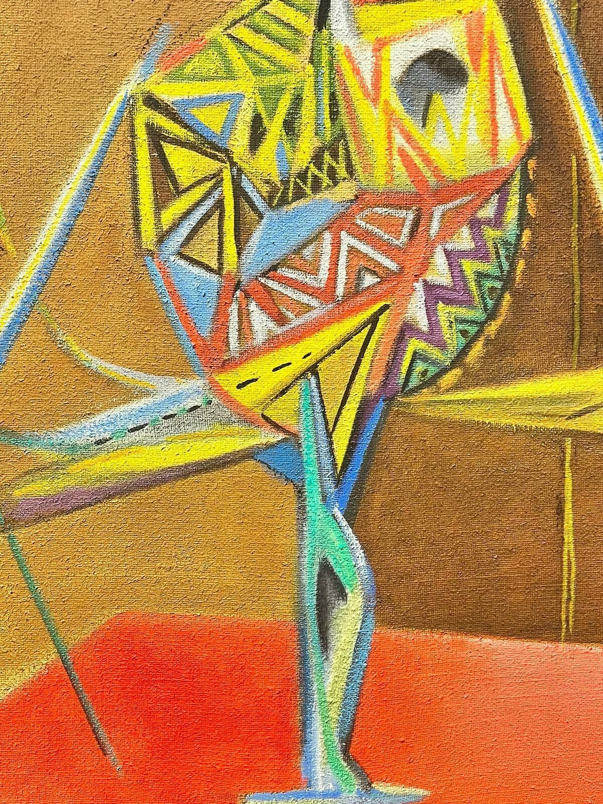 T. Fabris1980’s French Surrealist Oil Painting Abstract Figurative Composition 1989 photo vinterior