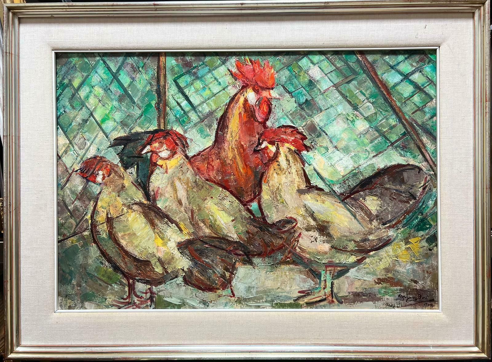 Maria Tort Xirauchickens In A Coop Large Modernist Signed European Painting, Framed photo furniture