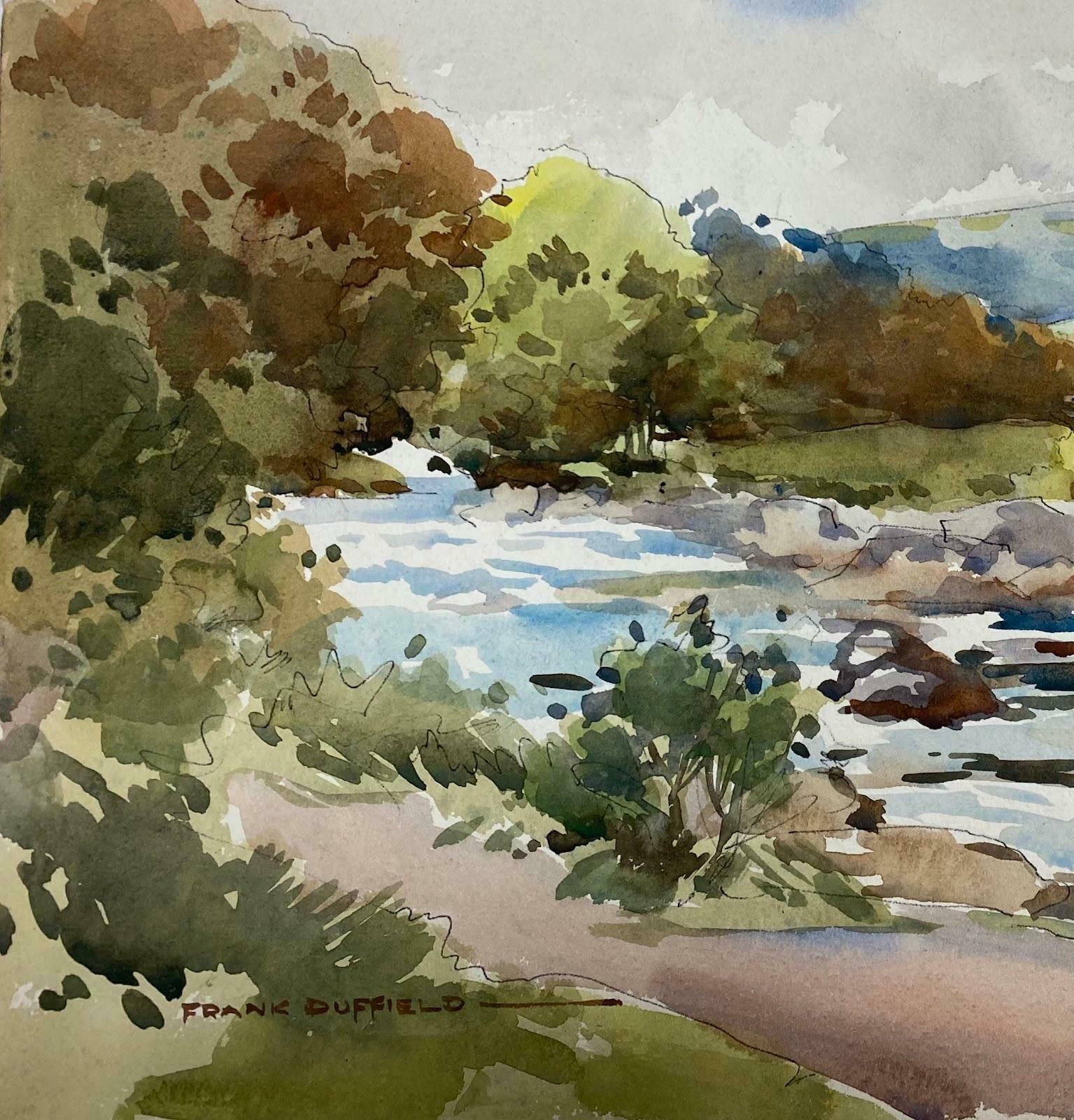 Frank Duffieldbritish Impressionist Painting Winding River Nestled In The Countrysidemid 20th Century photo furniture