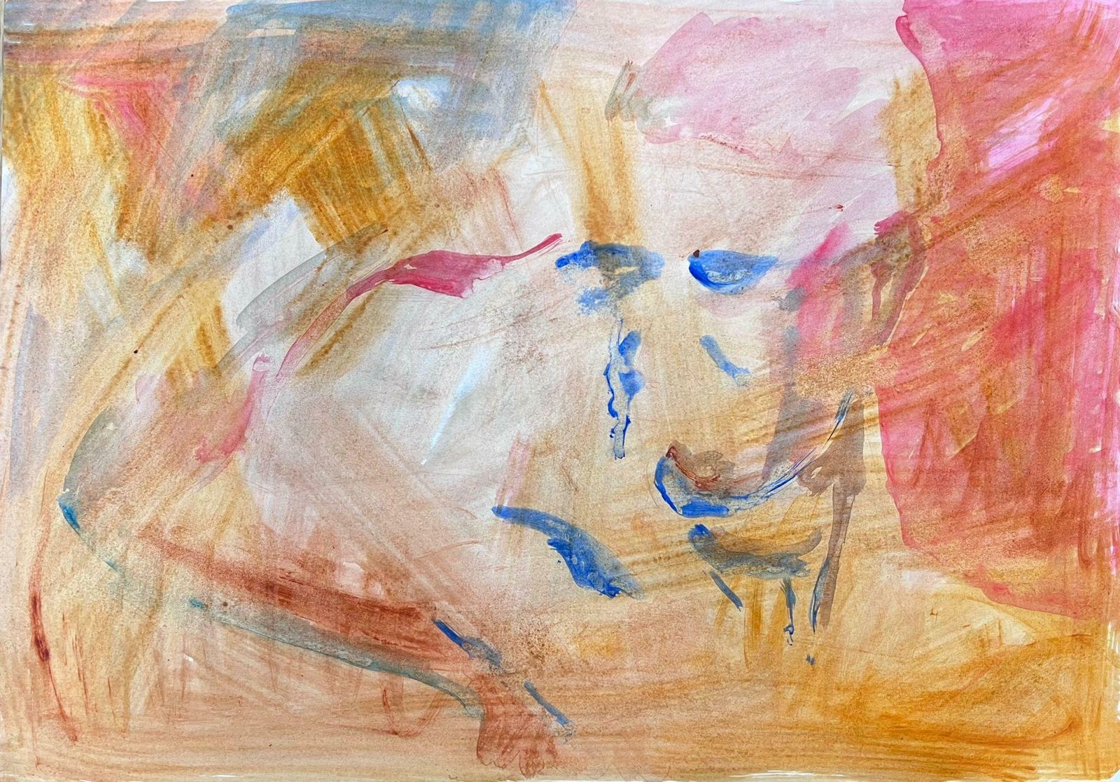 Helen Greenfieldenglish Impressionist Watercolour Painting Figure In The Orange Abstract
