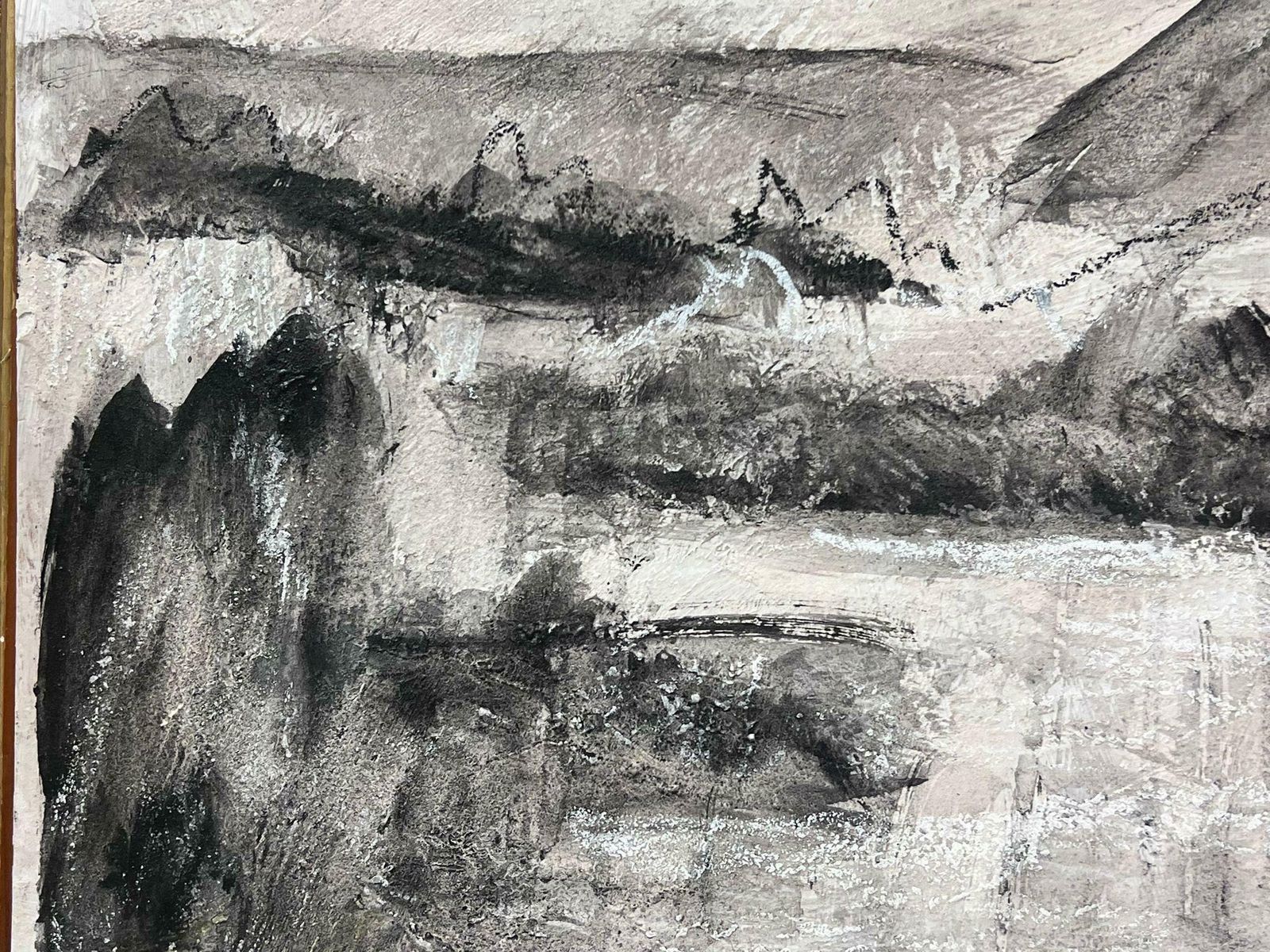 Helen Greenfieldenglish Impressionist Gouache Painting Black And White Hill Abstract photo furniture