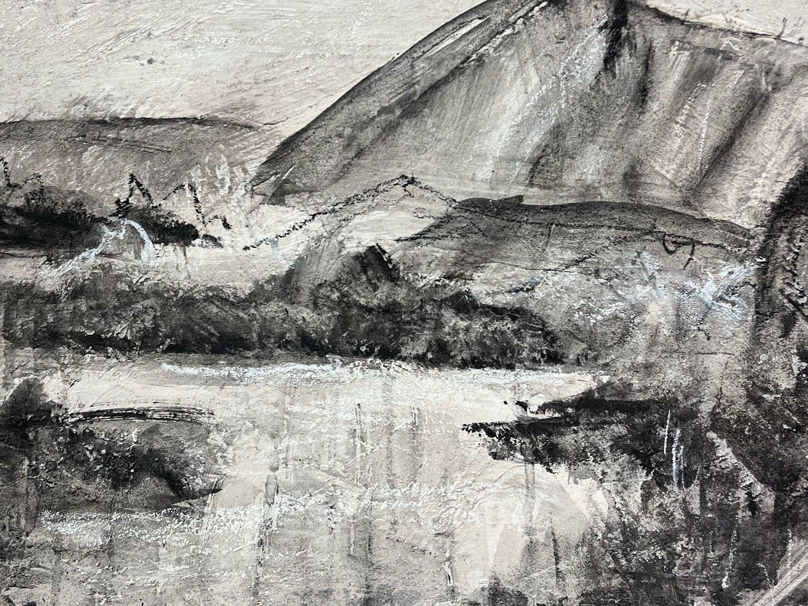Helen Greenfieldenglish Impressionist Gouache Painting Black And White Hill Abstract photo 811.0