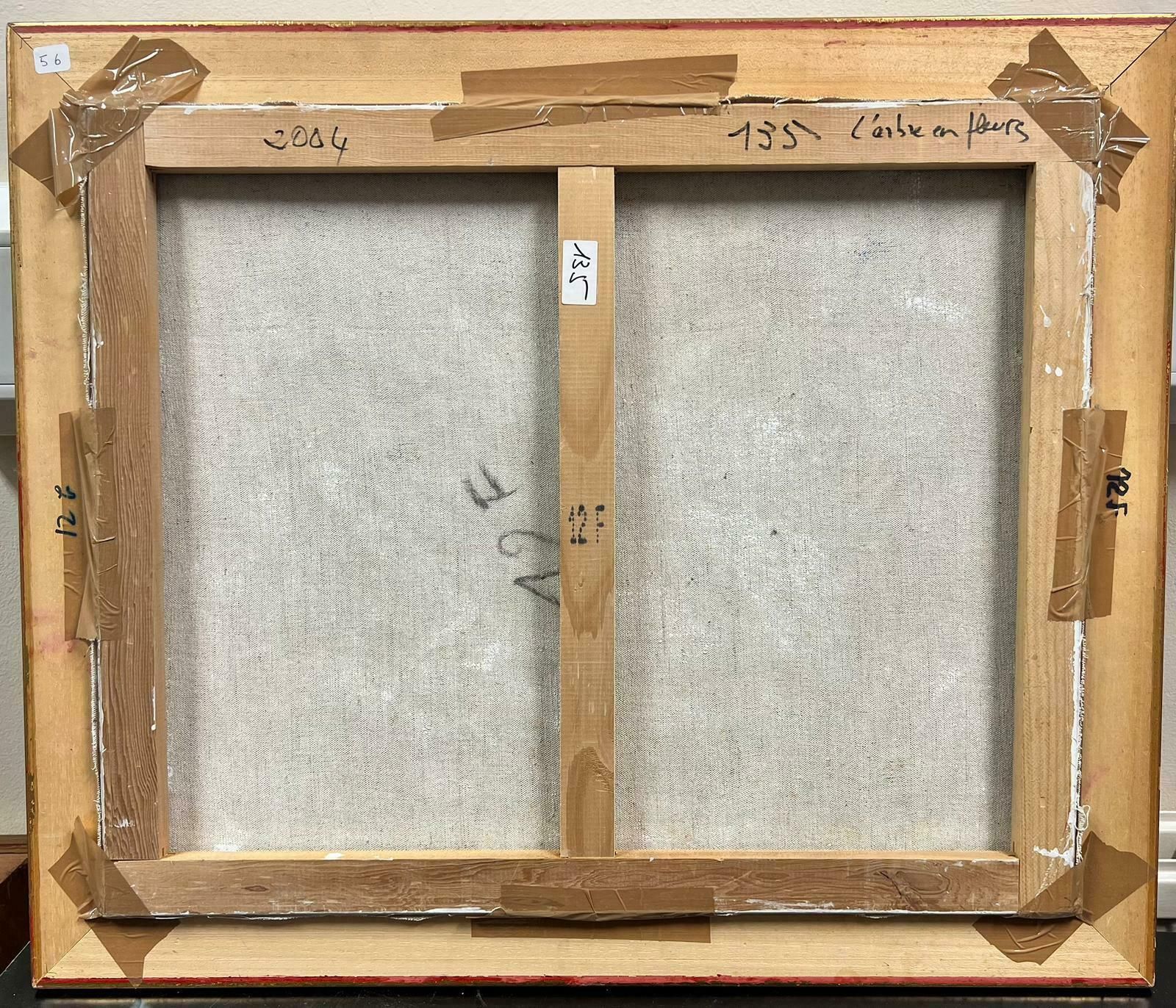 Huguette Ginet Lasnier Blossom Trees Provence Landscape French Modernist Signed Painting Blue Skiesc. 2000's photo vintage