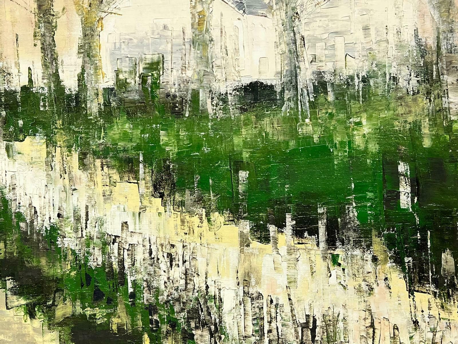 Erika1970’s Huge French Expressionist Green Landscape Avenue Of Trees, Signed Oil C. 1974 photo Art