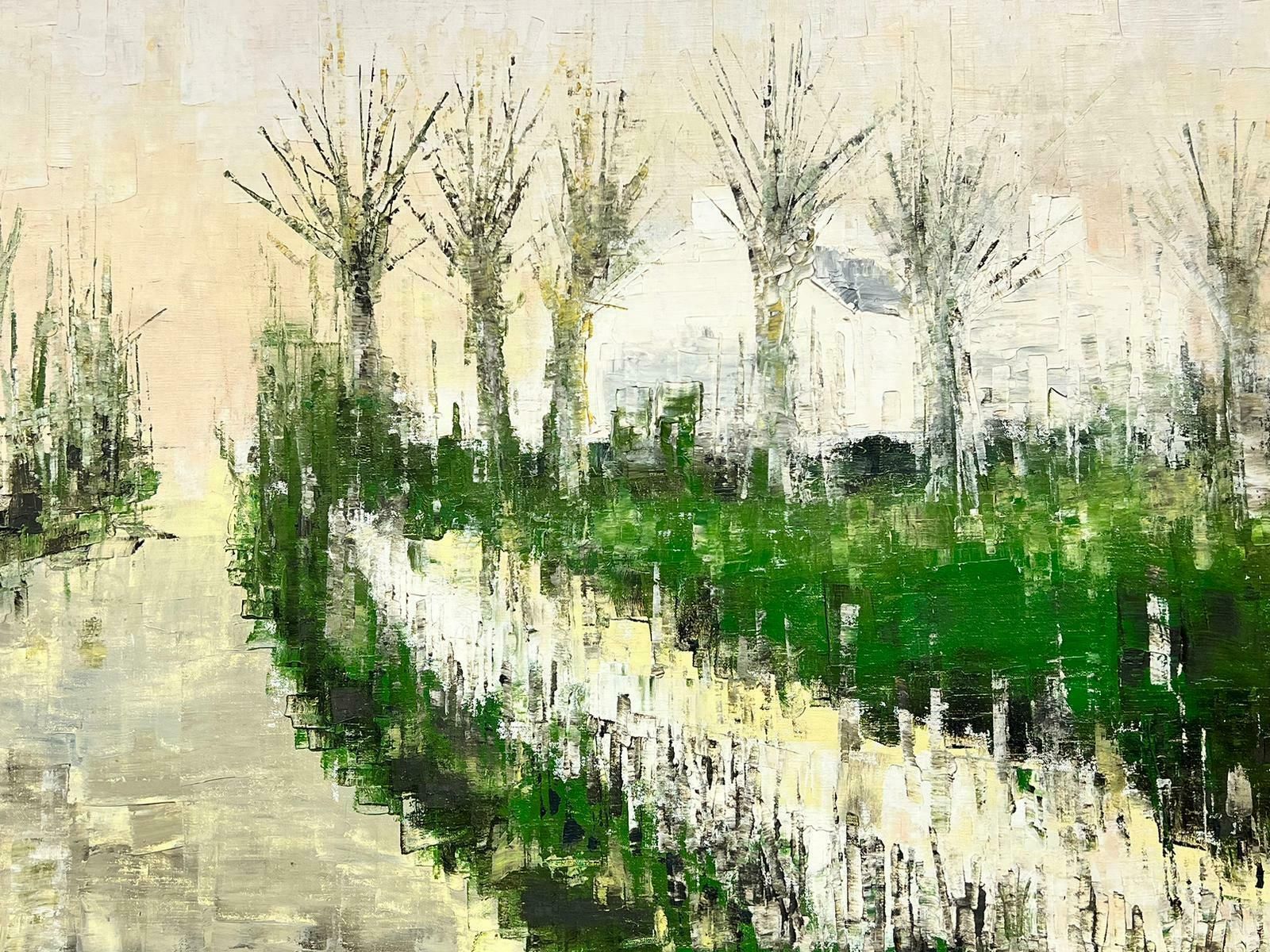 Erika1970’s Huge French Expressionist Green Landscape Avenue Of Trees, Signed Oil C. 1974 photo 1300.0