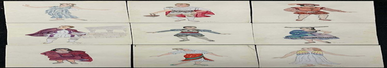 Marjorie Schiele (1913 2008)set Of 9 Figure Illustrations Egyptian Classical Characters Listed American