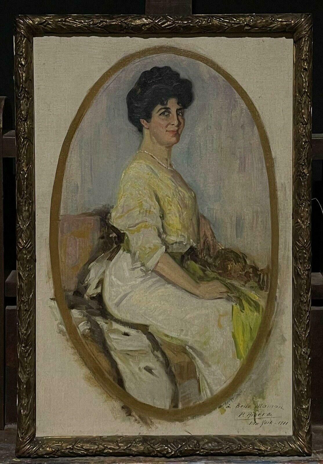 Unknownnew York 1911, Fine Portrait Of A Lady Oval Format, Signed & Dated Oilc. 1911 photo for sale
