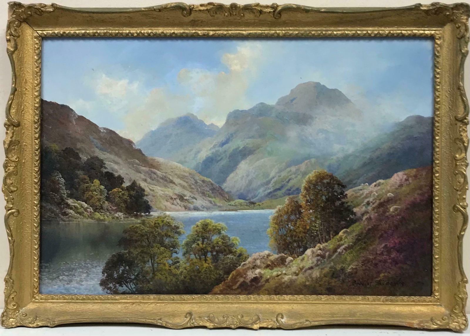 Douglas Falconerfine Scottish Highlands Oil Painting, Majestic Highland Loch Scene, Signed Oil photo furniture