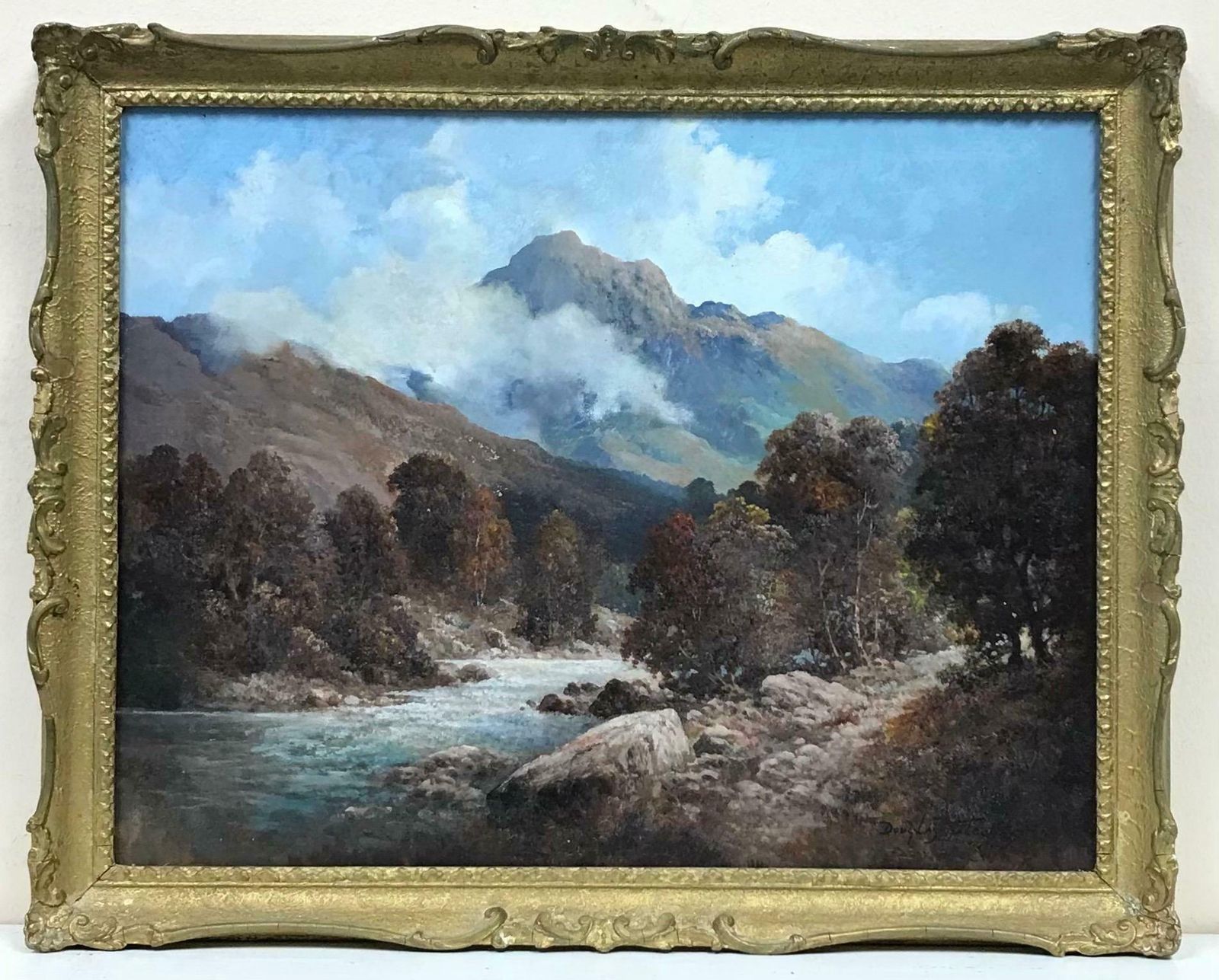 Douglas Falconerthe River Dee Aberdeenshire, Beautiful Scottish Highlands River Landscape, Oil photo furniture