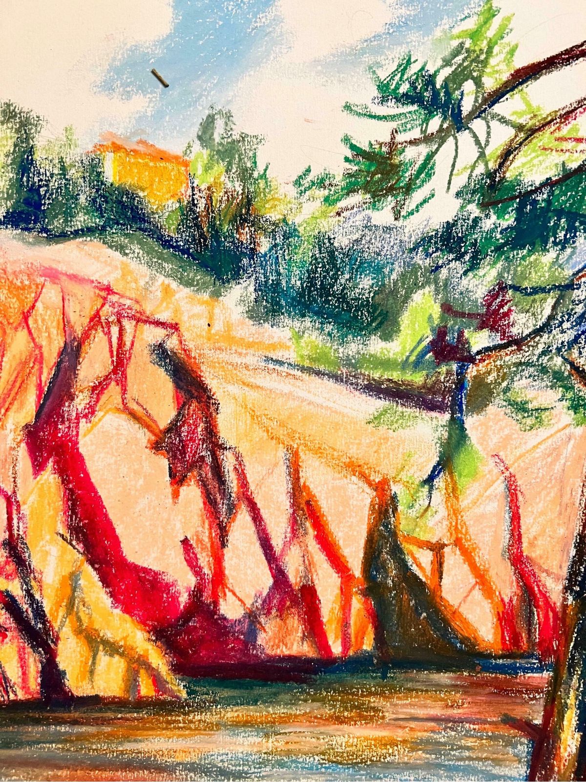 Josine Vignonfrench Bright And Vibrant Pastel Lake Landscape In Le Trayes 1960's photo Art
