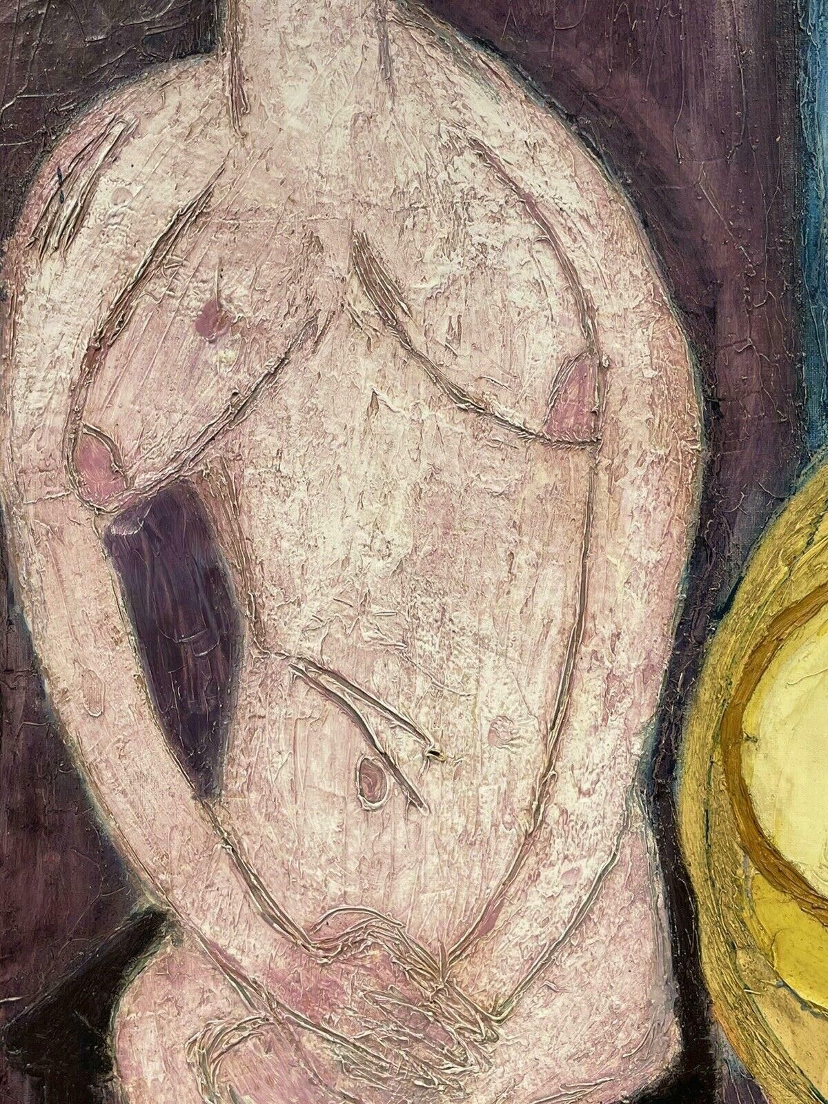 1970's French Expressionist1970's Huge French Expressionist Signed Oil   Nude Lady Still Life Compositionc. 1970's photo 2295.0