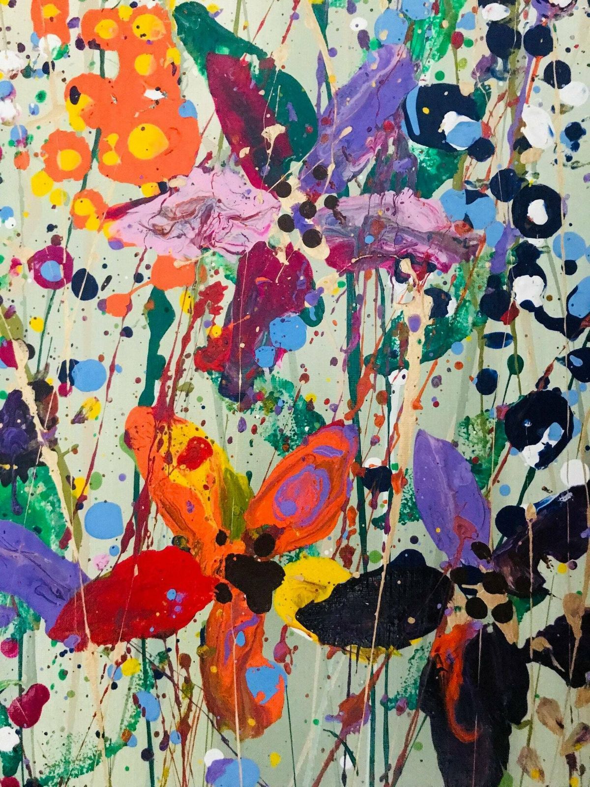 Margot..Hand Painted Original Acrylic Floral Art On Canvas 100cm X 50cm photo for sale