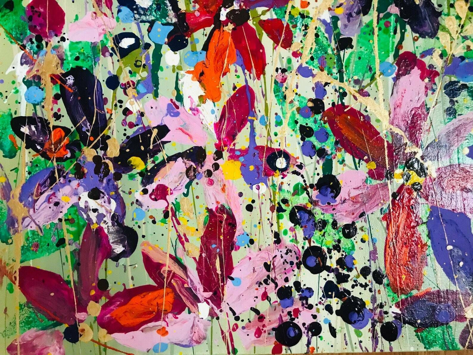 photo furniture Margot..Hand Painted Original Acrylic Floral Art On Canvas 100cm X 50cm