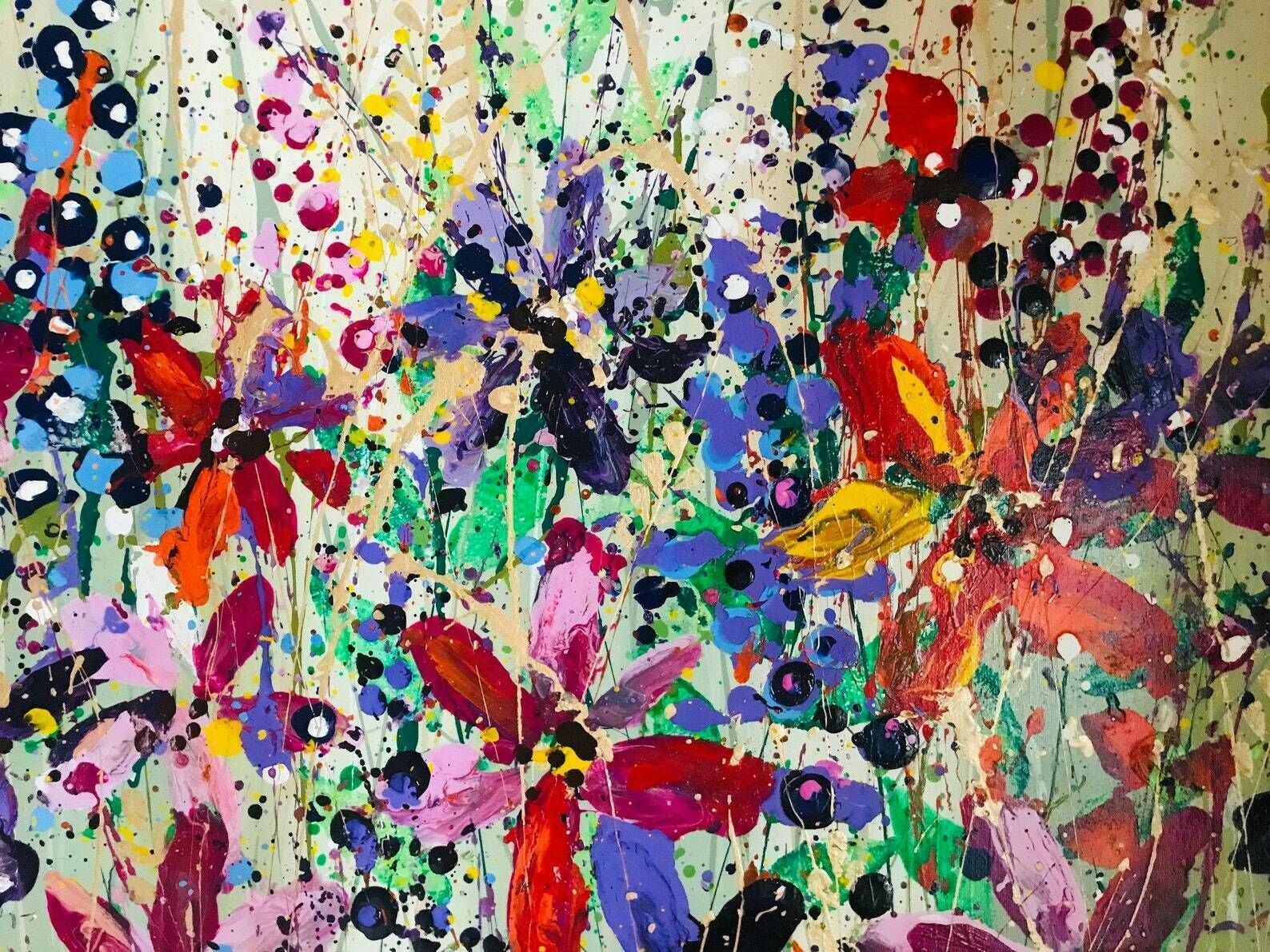 photo for sale Margot..Hand Painted Original Acrylic Floral Art On Canvas 100cm X 50cm