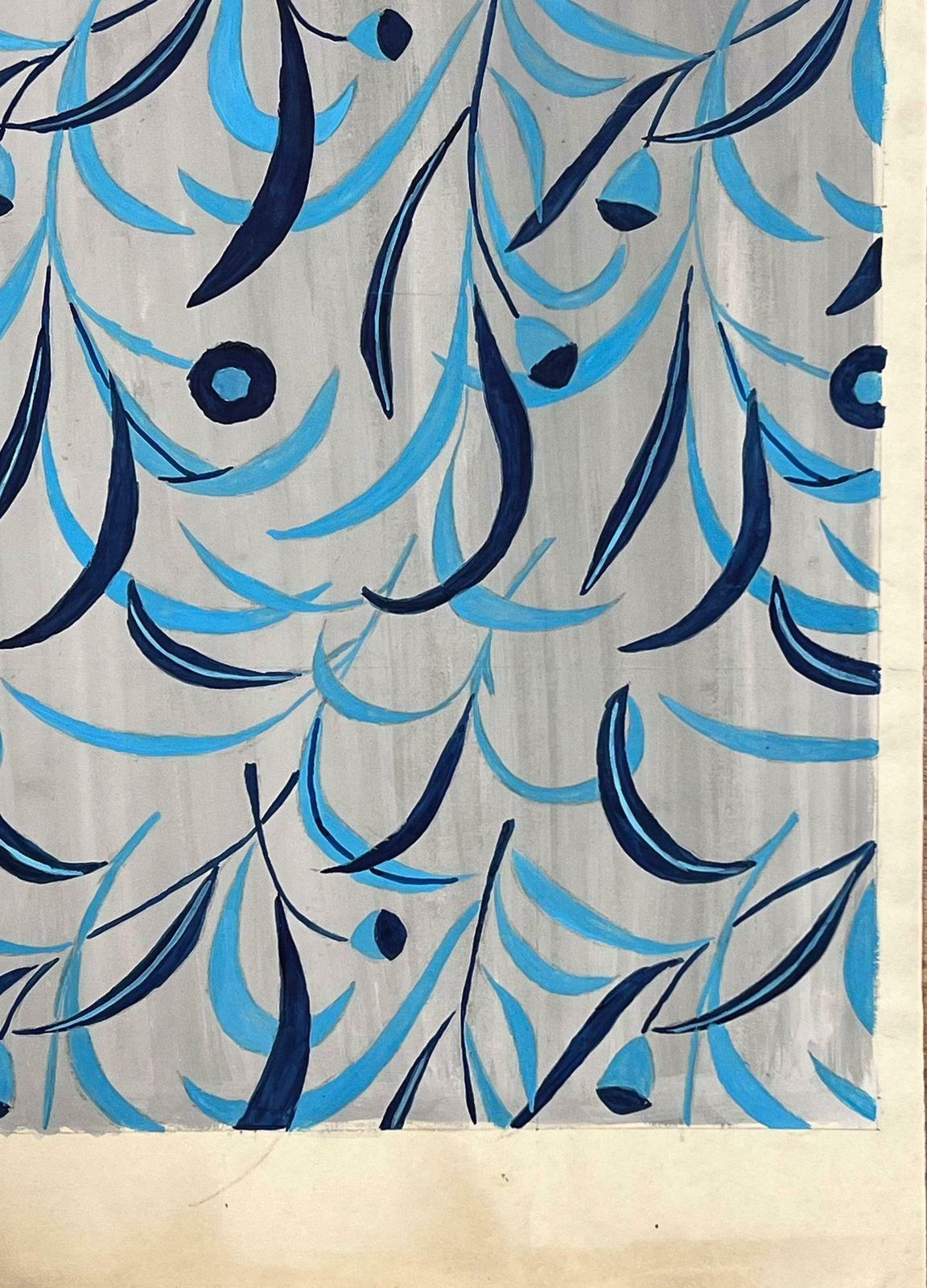 Josine Vignonmid Century French Illustration Blue Leafs Design Wallpaper Design1950s photo Art