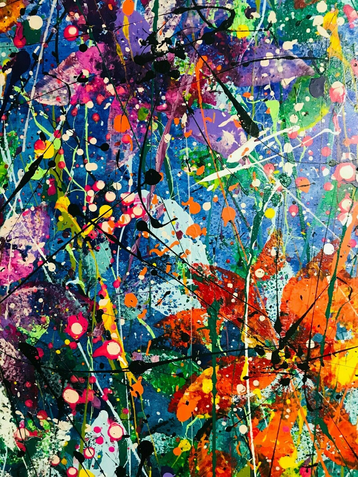 photo furniture Scarlett.Extra Large Hand Painted Watercolour And Acrylic Floral Abstract On Canvas 120cm X 180cm Blue/Green/Pink/Red