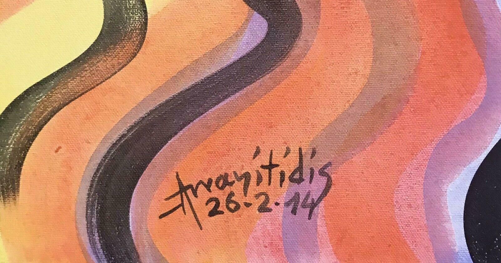 Nico Arvanitidisnico Arvanitidis (B.1943) Huge Signed Greek Oil   Nude Females Modernist Work21st Century photo Art