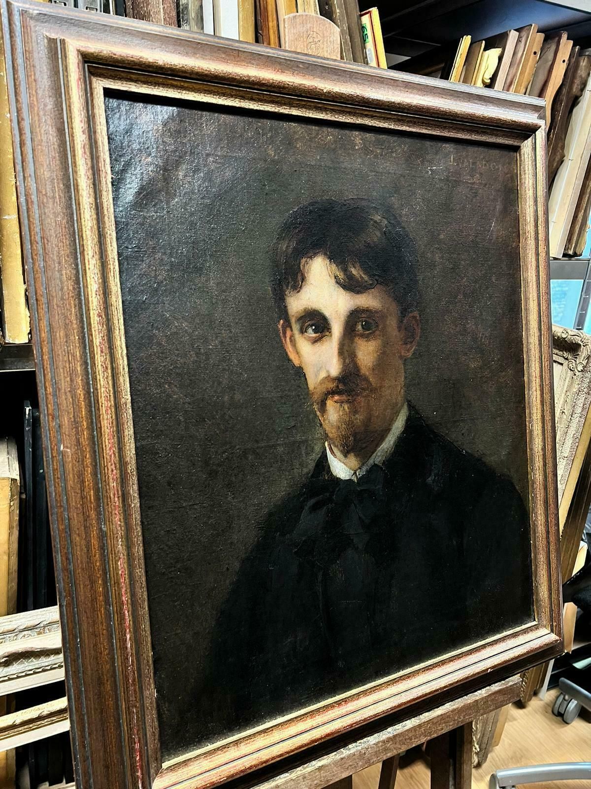 Valadonantique French Impressionist Signed Oil Painting Portrait Of Young Man 1890's photo for sale