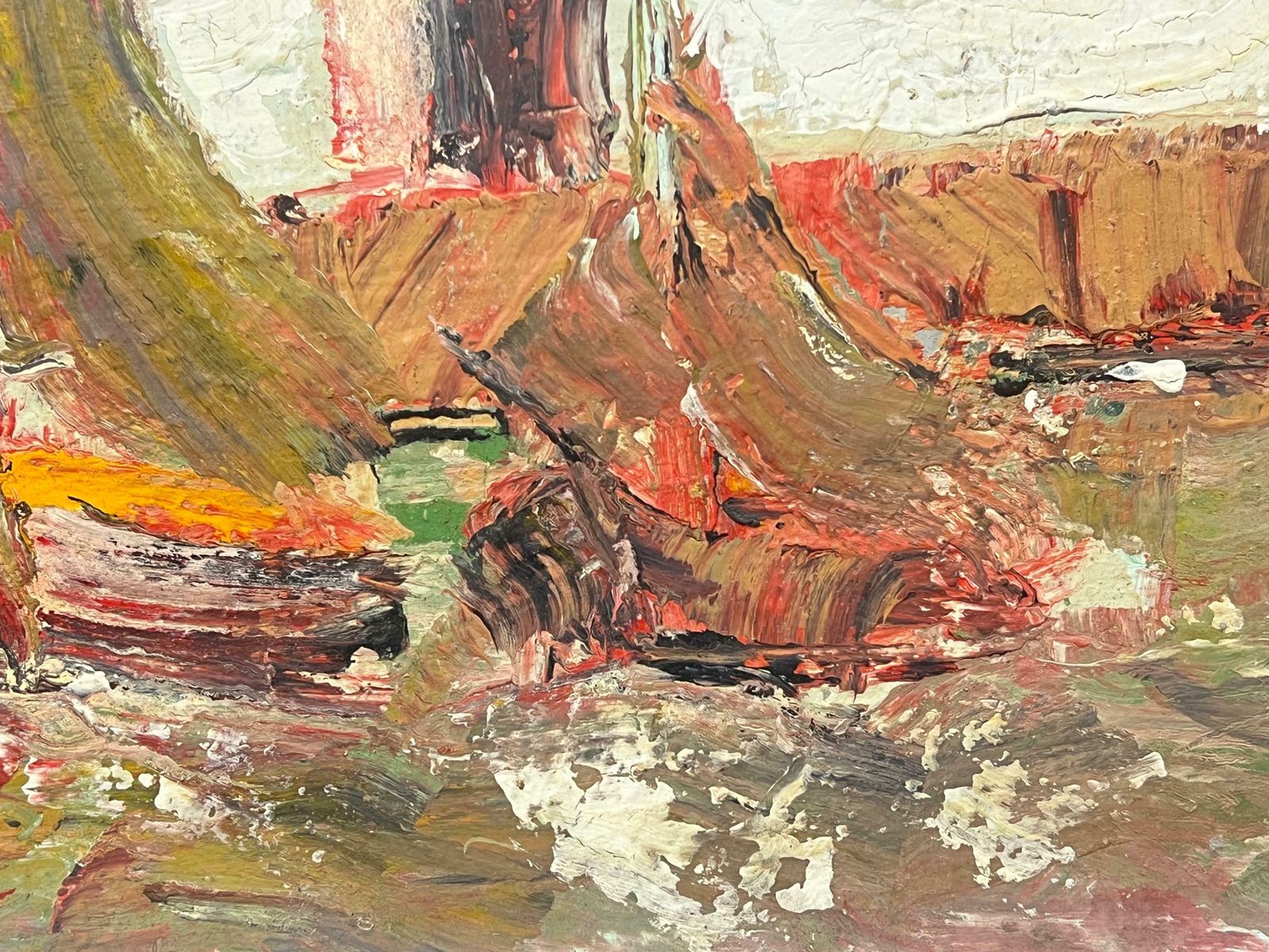 Fanch Lelexpressive Seascape With Sailing Boats Coastal Scene In Thick Impasto Brittany20th Century photo Art