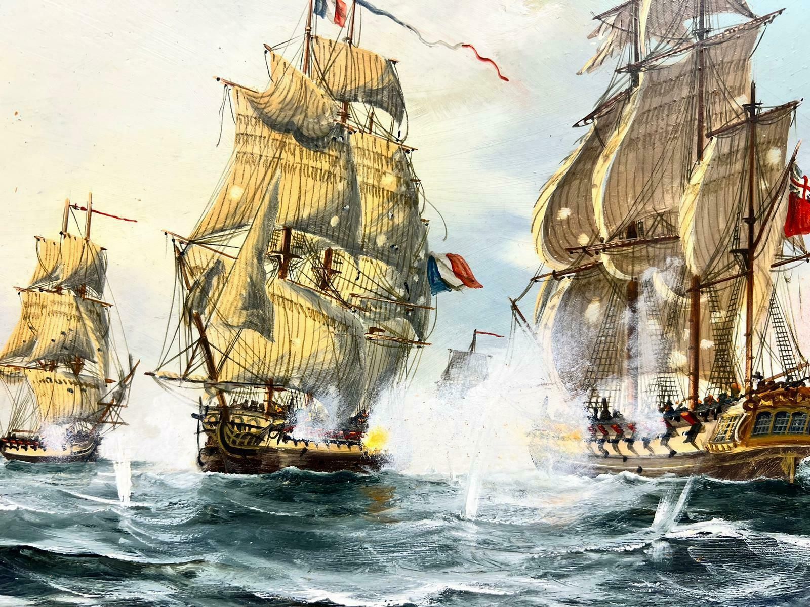 Contemporary English Schoolenglish School Oil Painting Napoleonic Wars Naval Engagement Battle At Sea photo furniture