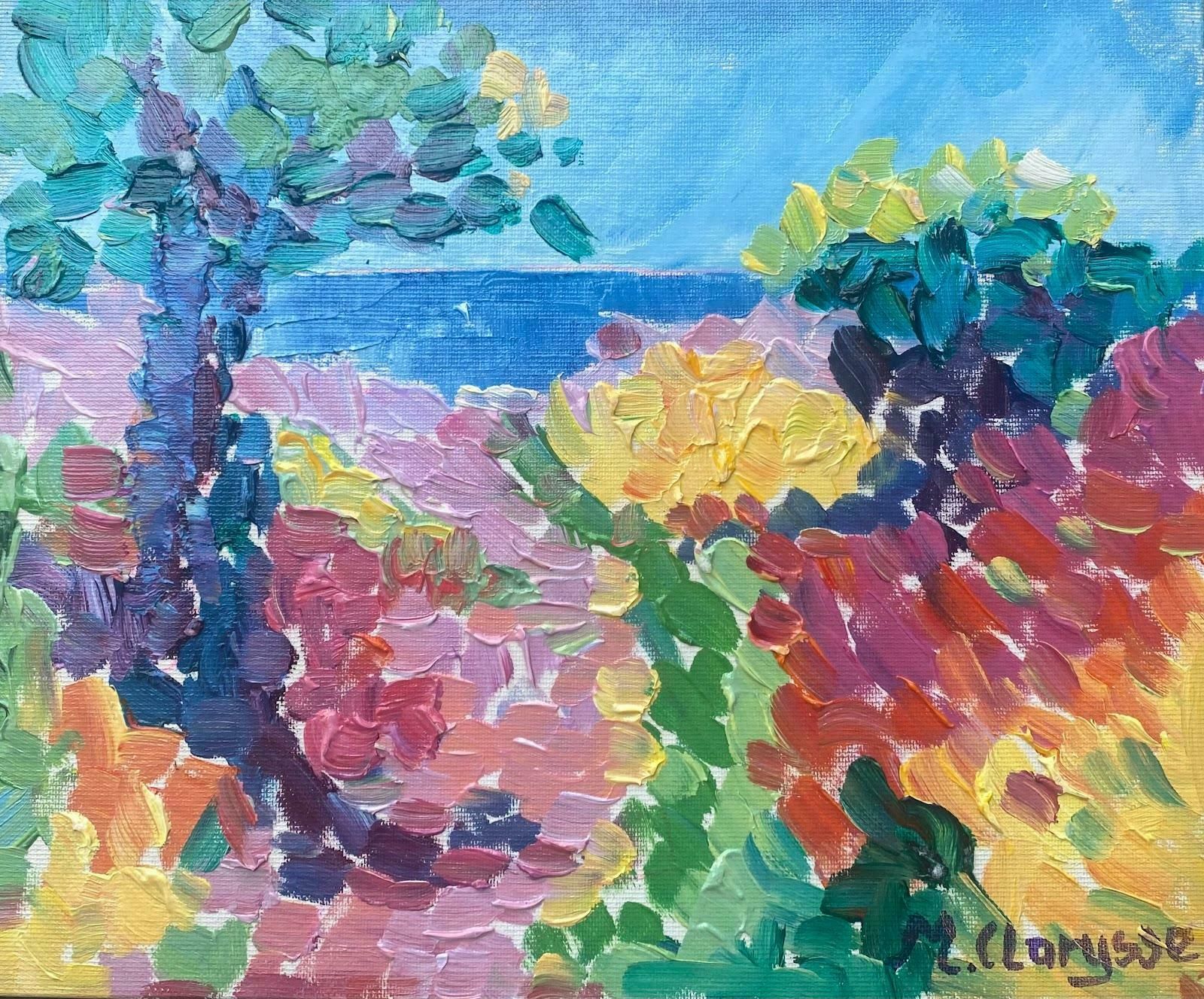 Maggy Claryssefrench Impressionist Oil Painting Multicolor Pathway To The Sea C.2000