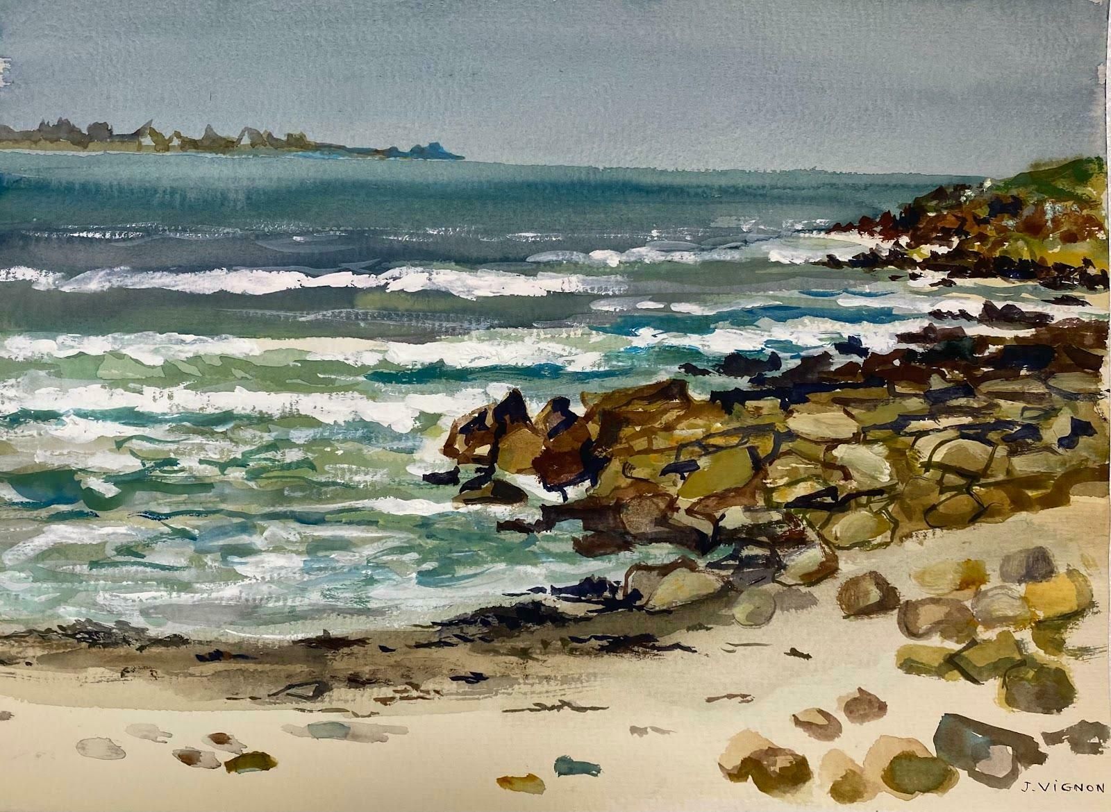 Josine Vignonbeach Scene Of Pointe De La Torche, In The Region Of Finistère Paintingc.1984