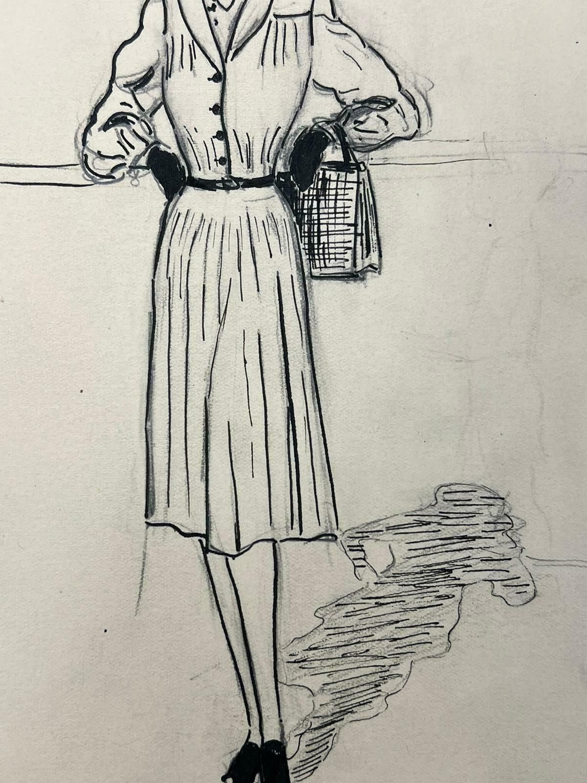 Josine Vignon1950’s Fashion Illustration Original Painting Of A Chic Lady1960's photo for sale