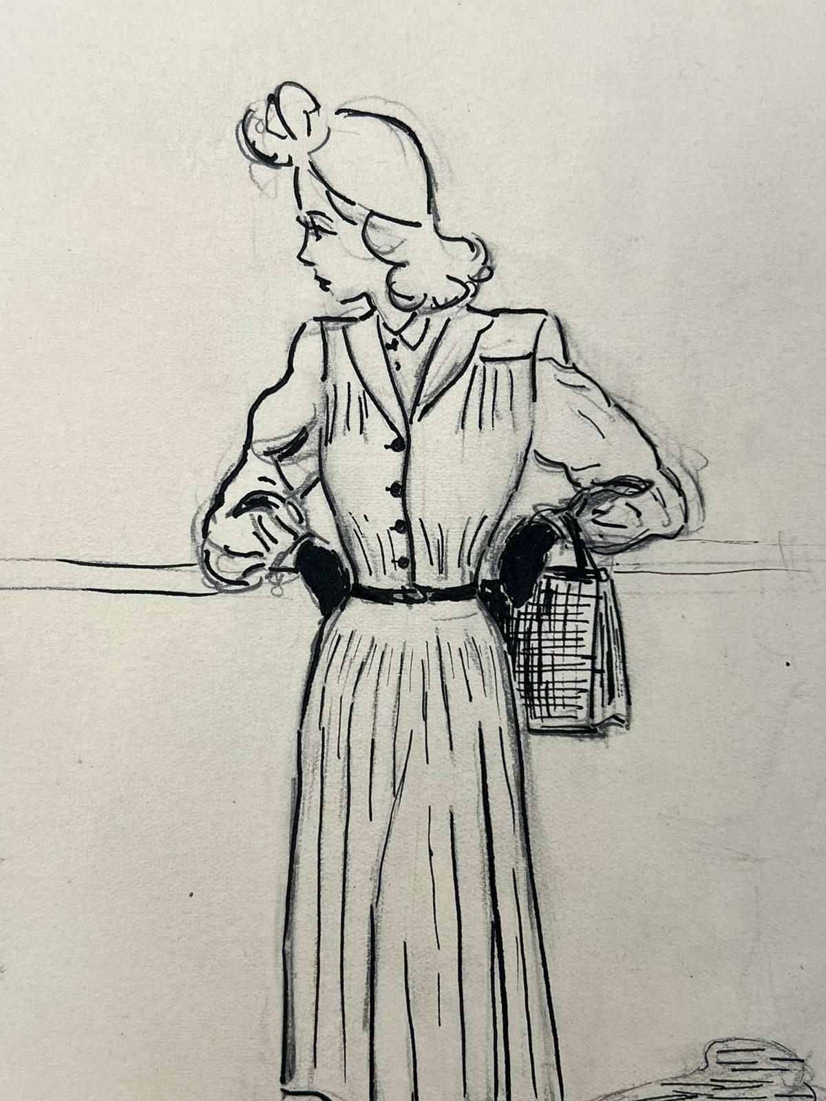 Josine Vignon1950’s Fashion Illustration Original Painting Of A Chic Lady1960's photo Art