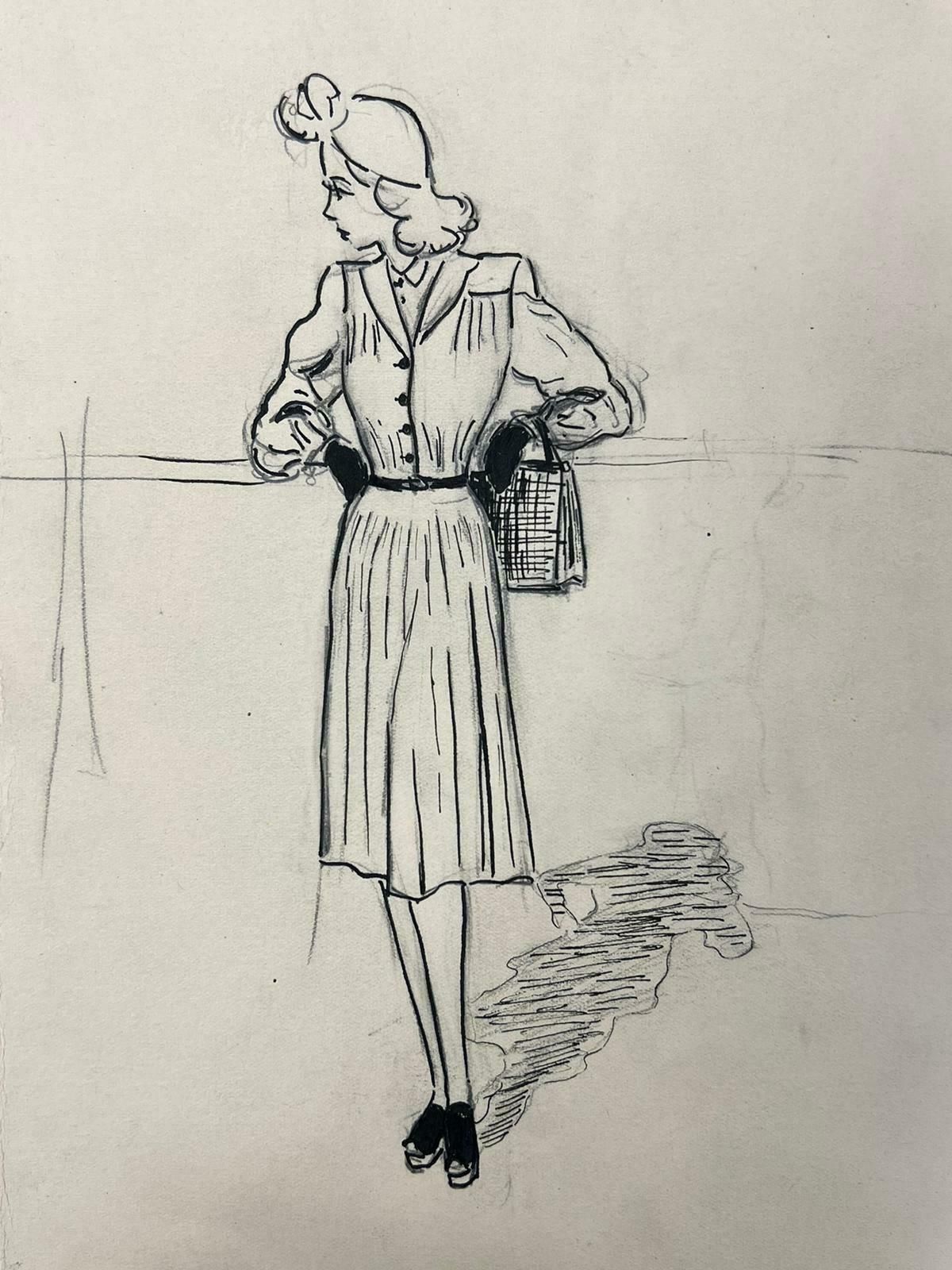 Josine Vignon1950’s Fashion Illustration Original Painting Of A Chic Lady1960's photo 143.0