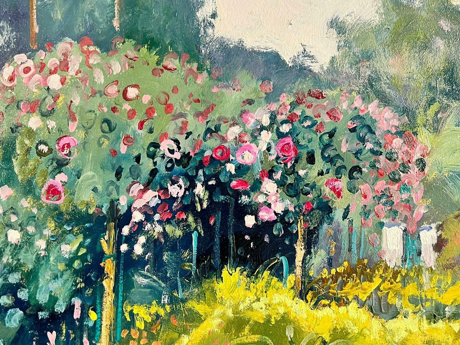 Guy Benardfigures Walking In Monet's Garden Giverny French Impressionist Signed Oil photo 1428.0