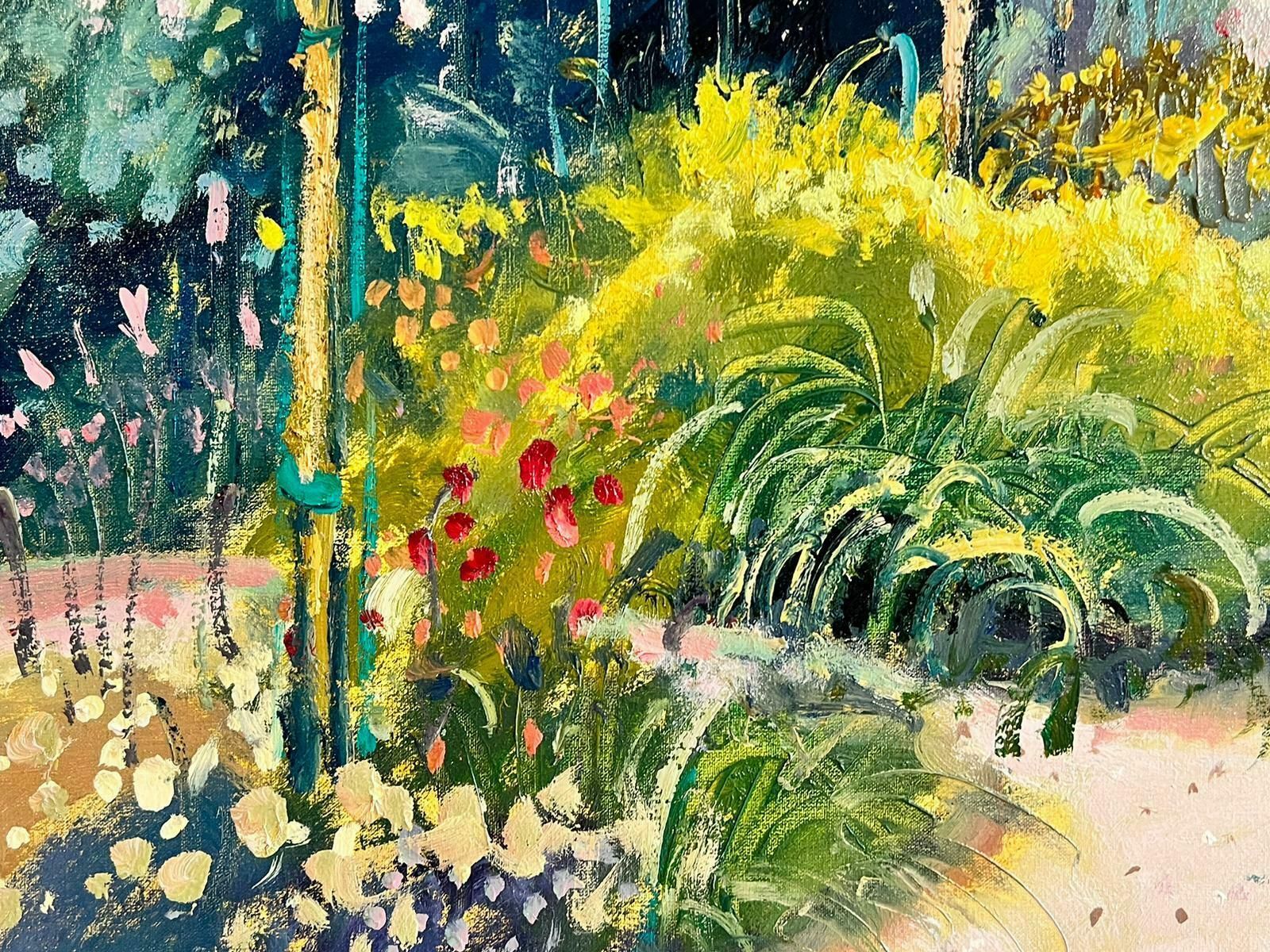 Guy Benardfigures Walking In Monet's Garden Giverny French Impressionist Signed Oil photo vinterior