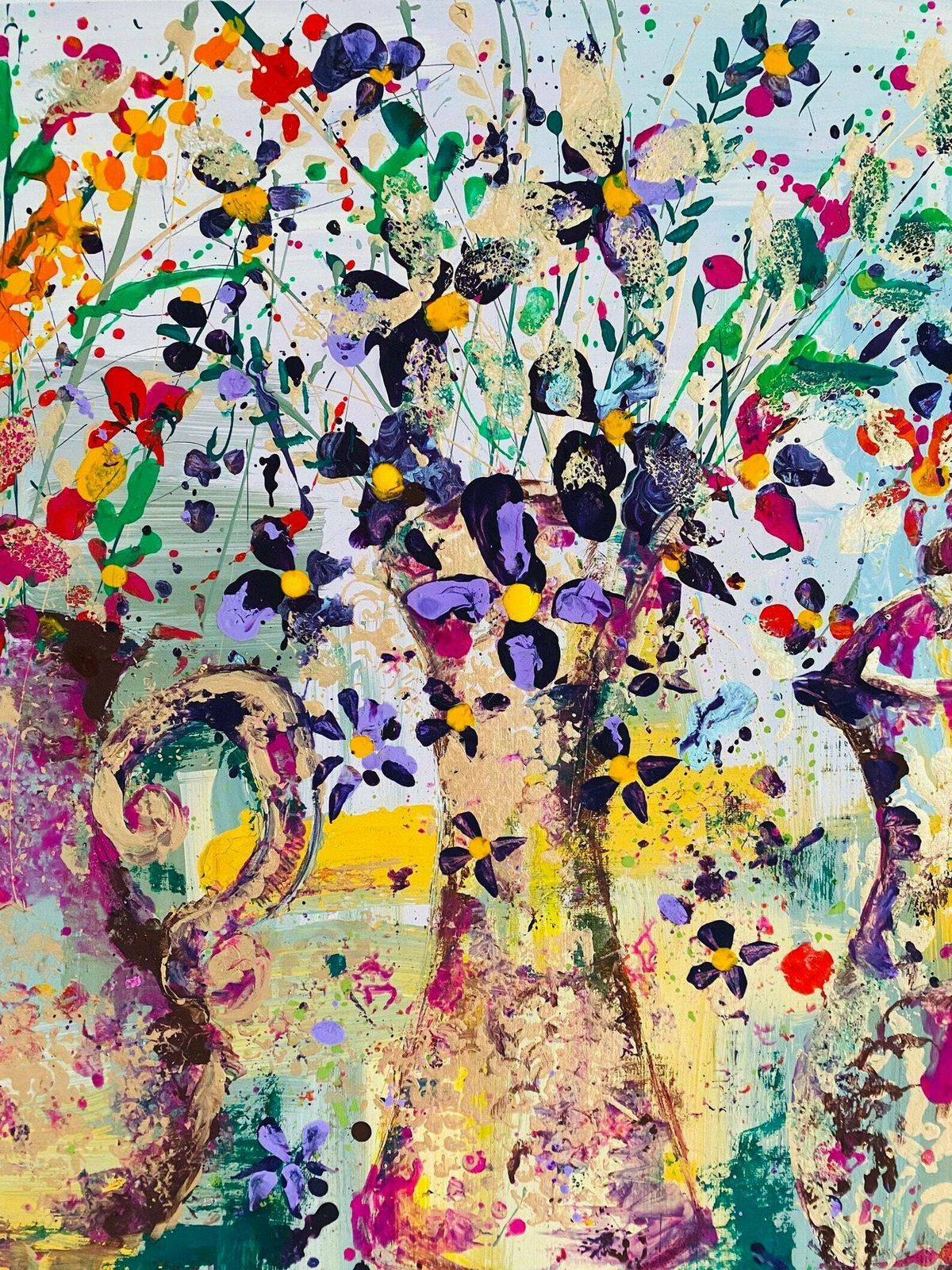 Polly..Hand Painted Original Acrylic Art On A Up Cycled Canvas 90cm X 60cm photo Art