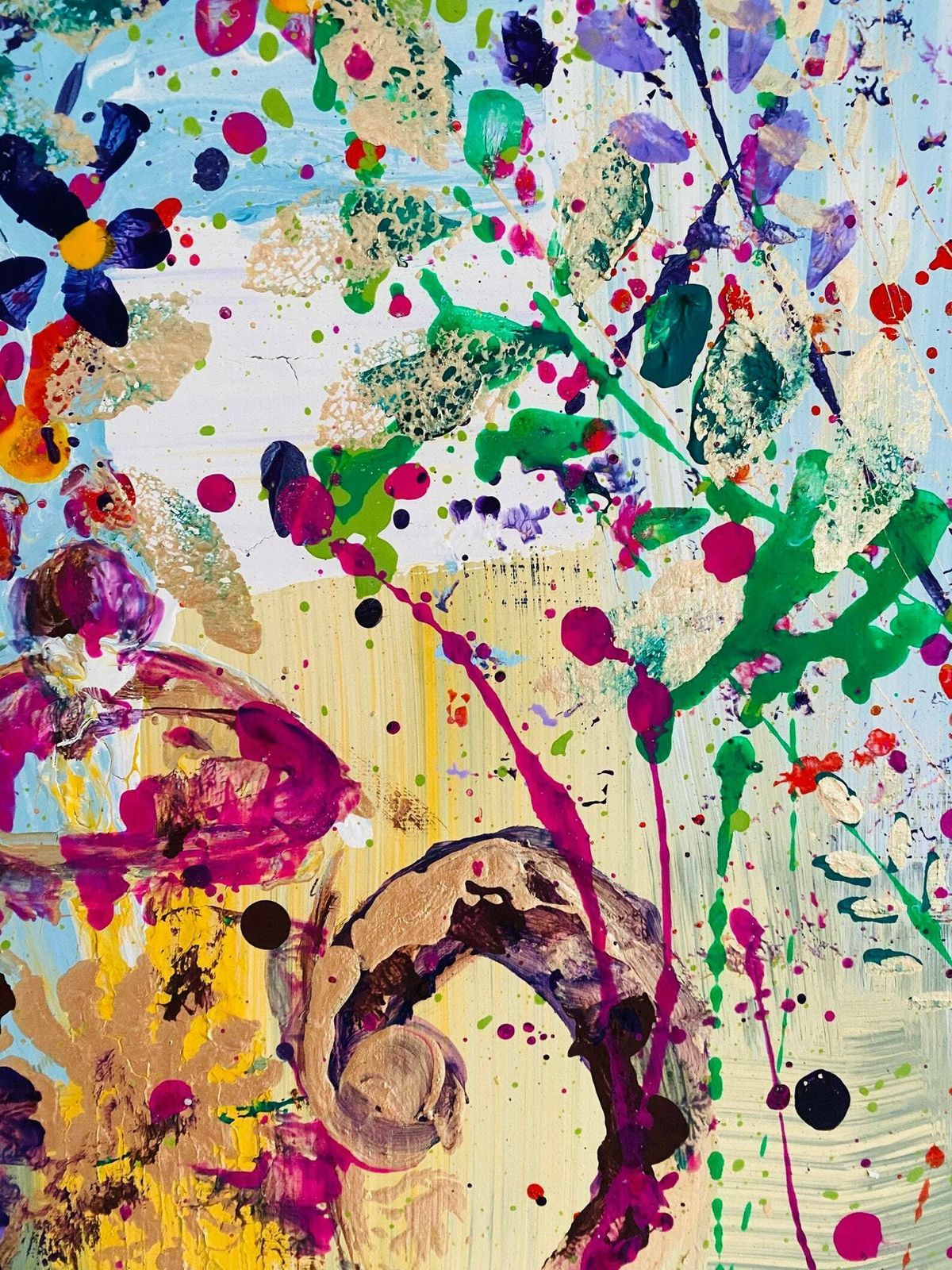 Polly..Hand Painted Original Acrylic Art On A Up Cycled Canvas 90cm X 60cm photo 385.0
